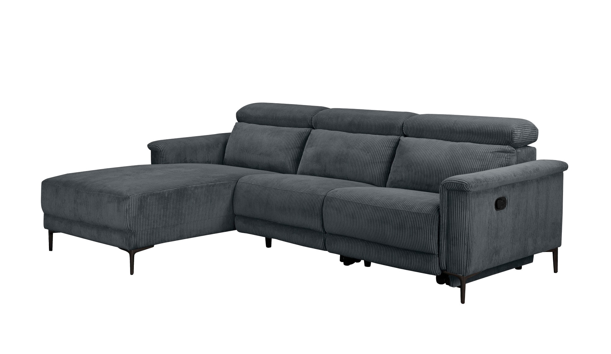 Places of Style Ecksofa »Lund in Cord, L-Form, 261 cm, manuelle und elektr. Relaxfunktion,«, USB-A und Kopfteilverstellung