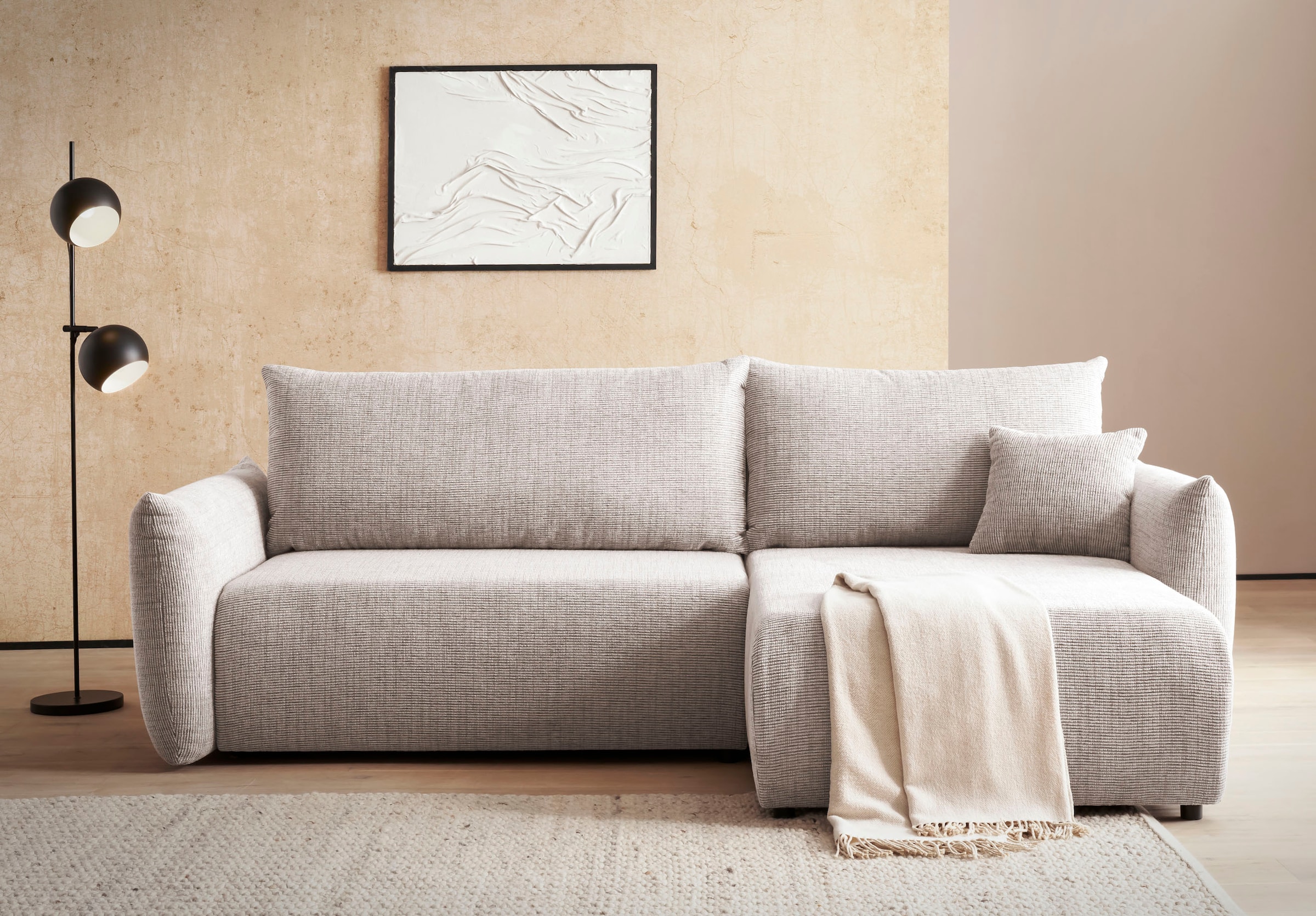INOSIGN Ecksofa »MAVAS Schlafsofa mit Bettkasten, L-Form,«, ca.257/127cm (L günstig online kaufen