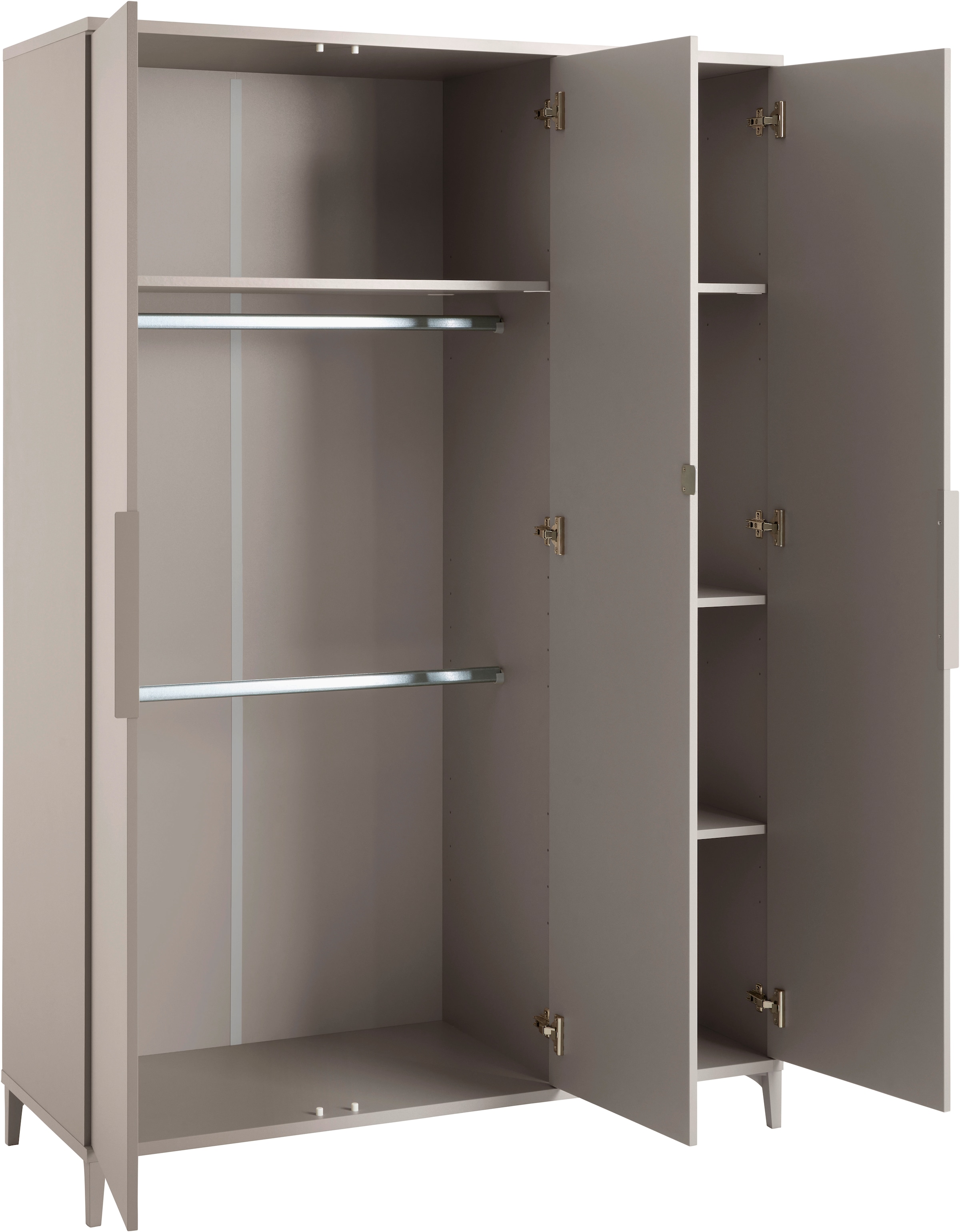 YUNY by PAIDI Kleiderschrank »BROTHER STU inkl. Kleiderstangen und Einlegeböden«, (B/H/T ca. 130x195x52cm, Taupe), zertifizierte Qualität, Soft-Close
