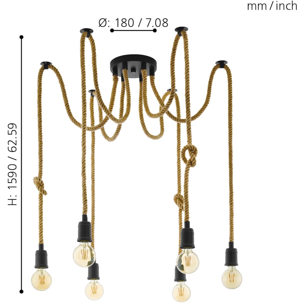 EGLO Pendelleuchte »RAMPSIDE«, 6 flammig-flammig