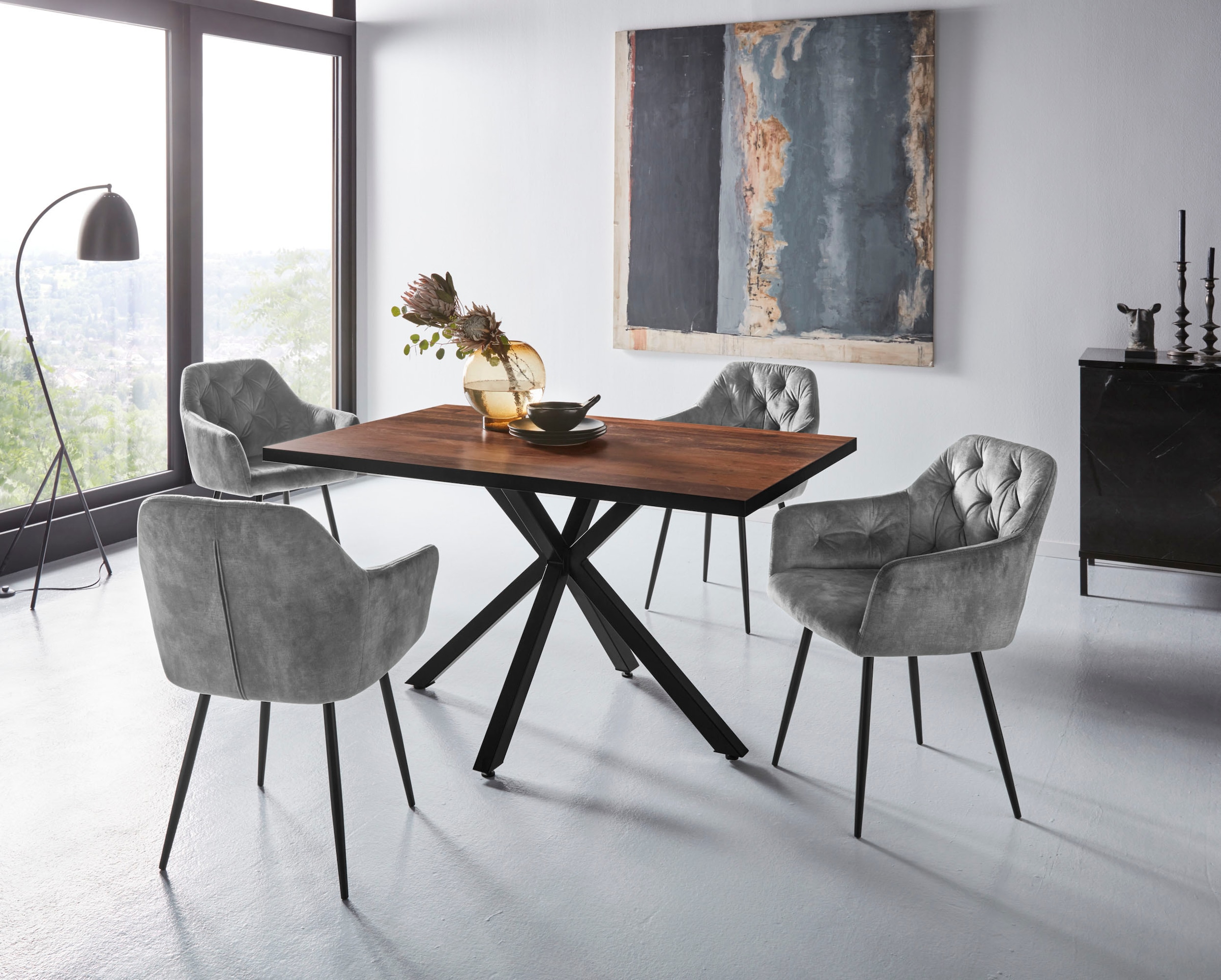 HELA Essgruppe »CLEO Tischgruppe Bestseller«, (Set, 5 tlg., 1 Tisch / 4 Stühle), Schalenstühle Tisch Wohnzimmer Esszimmer