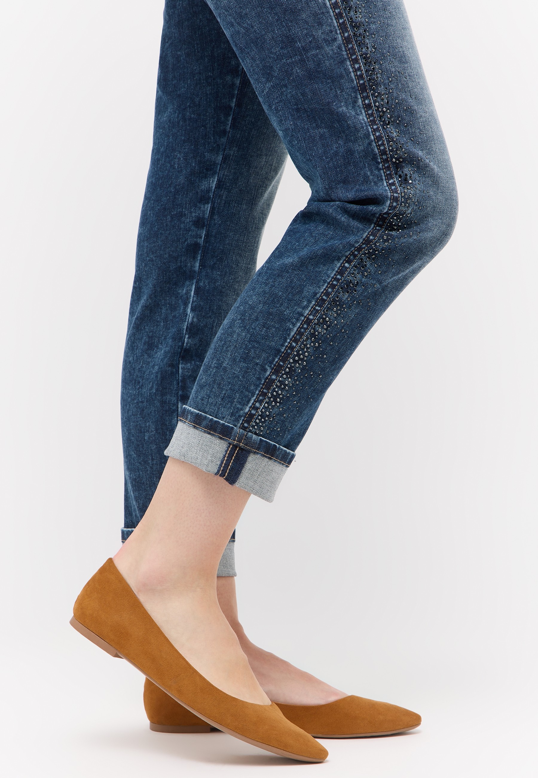 ANGELS 7/8-Jeans »DARLEEN SPARKLE« mit Umschlagsaum, STRAIGHT, Stretch-Denim