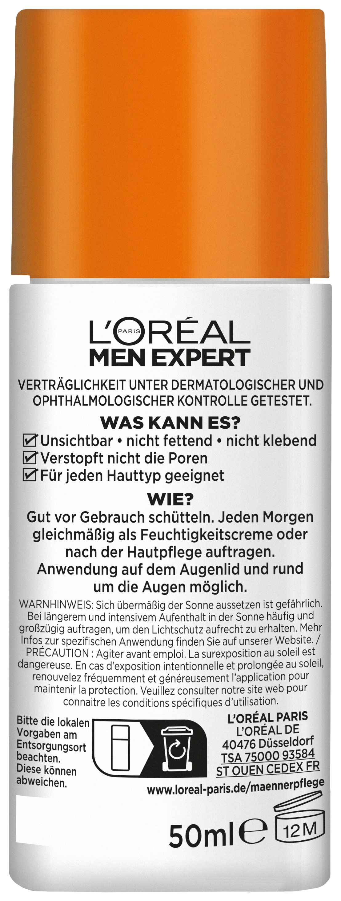 L'ORÉAL PARIS MEN EXPERT Gesichtsfluid »L'Oréal Men Expert Tägliches LSF 50+ Invisible Fluid«, Beugt sonnenbedingte Hautalterung vor, fettet und klebt nicht.