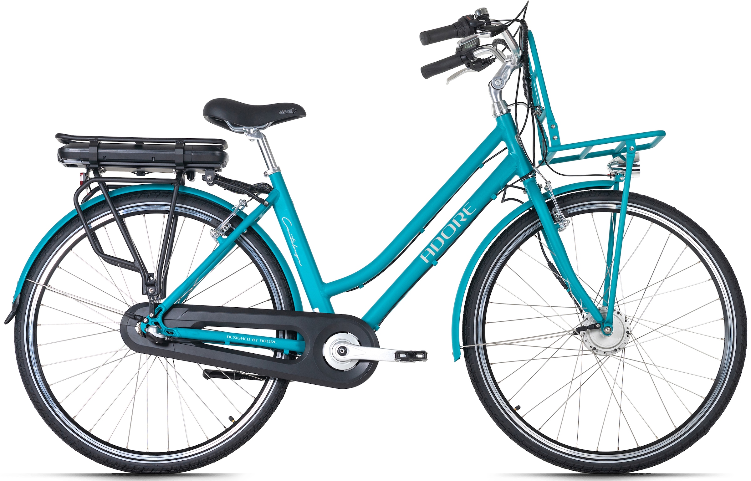 ADORE »Cantaloupe« 3 Gang Shimano Nexus Schaltwerk Nabenschaltung Frontmotor 250 W Pedelec, Elektrofahrrad für Damen u. Herren blau+schwarz