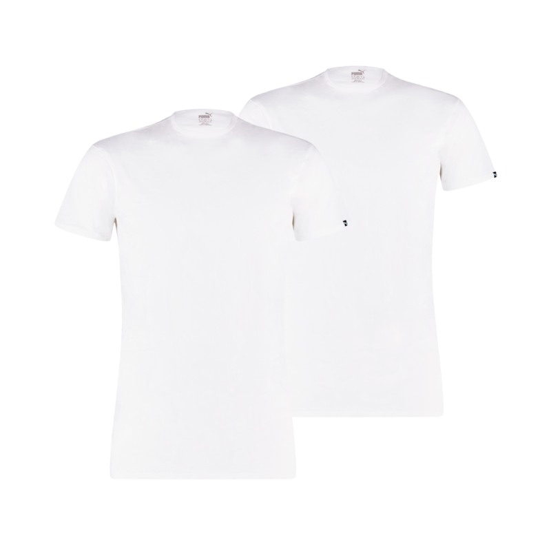 PUMA T-Shirt 2er-Pack, Rundhalsausschnitt, Kurzarm, Regular Fit, elastisch weiß L L T-Shirt von Puma
