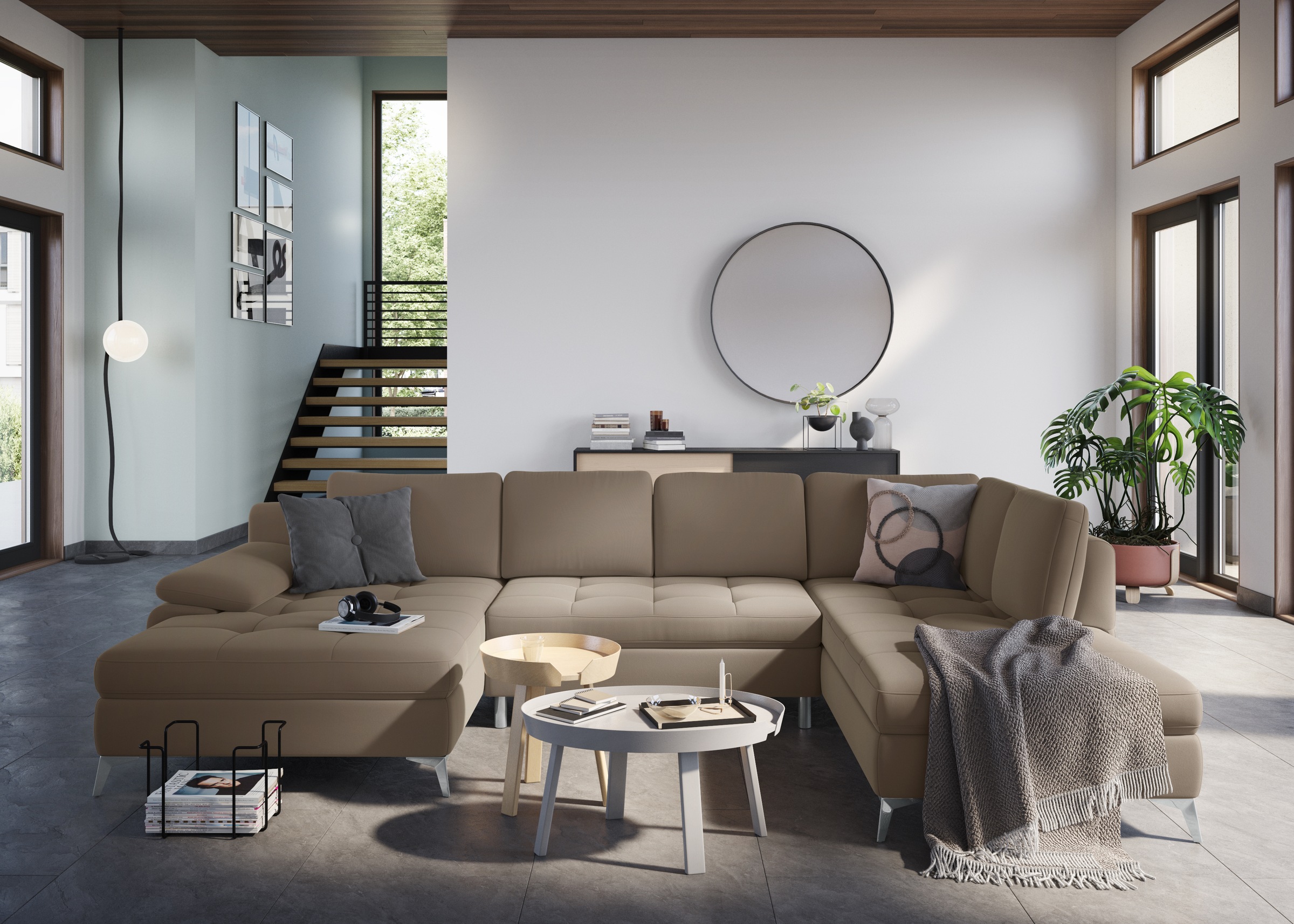 sit&more Wohnlandschaft »Latigo U-Form«, mit Recamiere, wahlweise mit Bettfunktion und Bettkasten