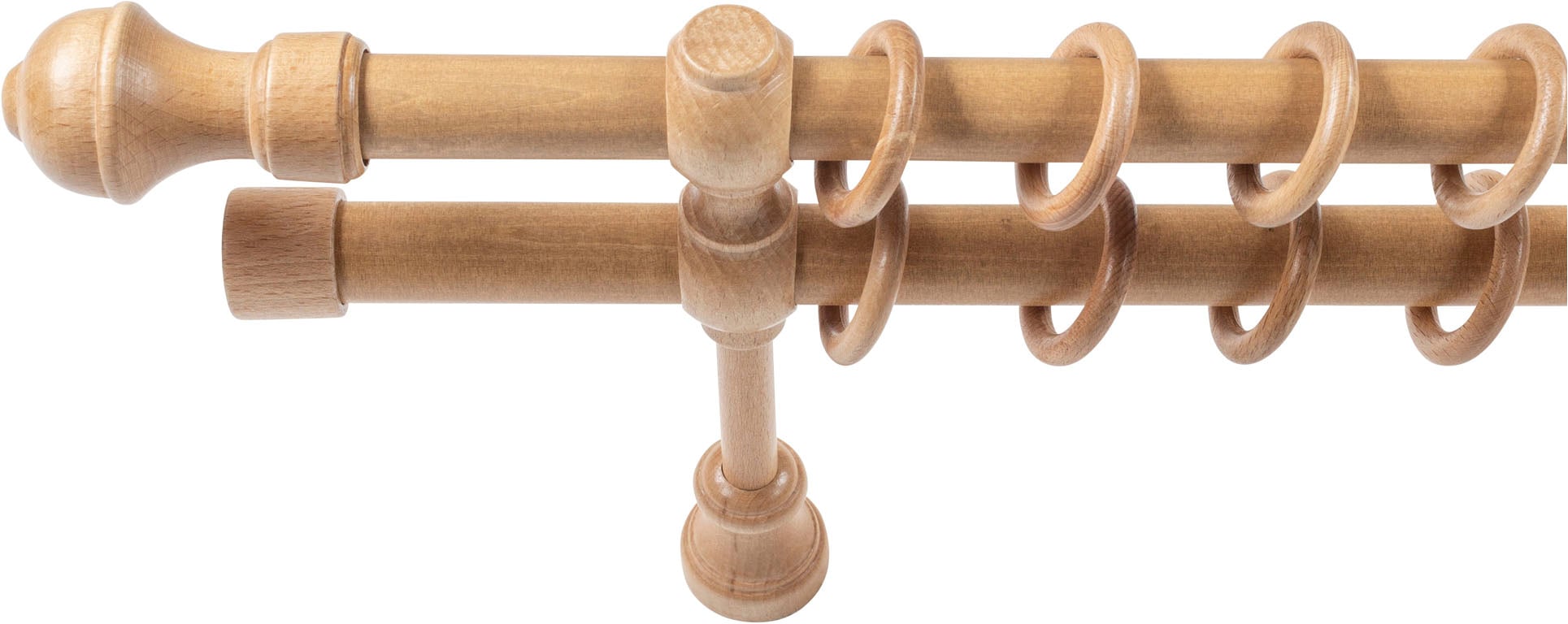 SN DECO GROUP Gardinenstange »Ares« 2 läufig-läufig Fixmaß 28 mm, Holz, verschiedene Längen und Farben, Komplettset