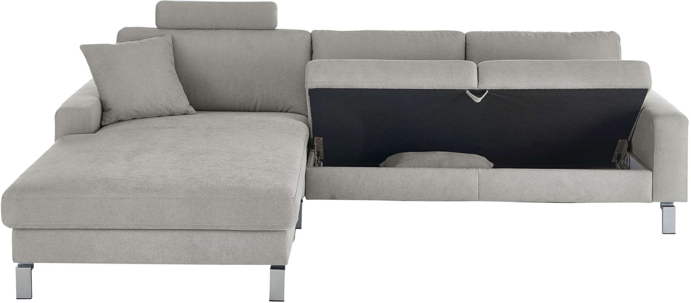 3C Candy Ecksofa »Lecce, wahlweise PUR-Schaumstoff oder Tonnentaschenfederkern«, Bett im 2,5-Sitzer, teilmotorische Schlaffunktion im Longchair, L-Form