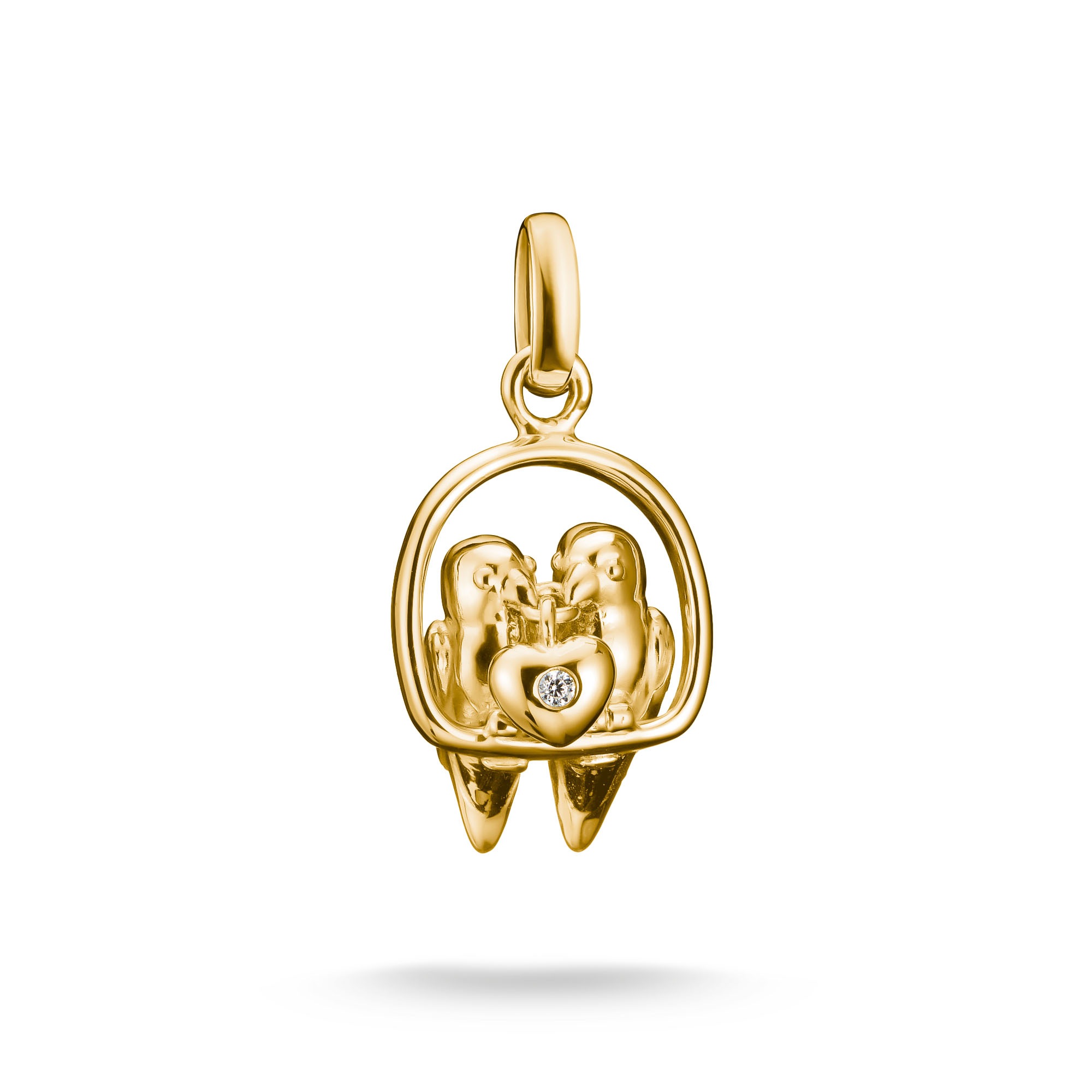 THOMAS SABO Charm-Einhänger »Charm Lovebird vergoldet - Connect, CC1240-414-14«, mit Zirkonia (synth.)
