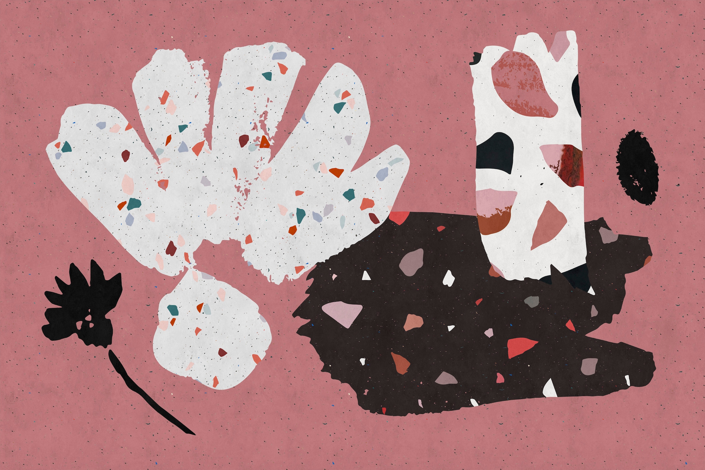 A.S. Création Leinwandbild »terrazzo 4«, Kunst-Abstrakt-Kinder, (1 St.), Keilrahmen Bild Abstrakt Bunt Rosa Leinwand-Bild Wohnzimmer modern