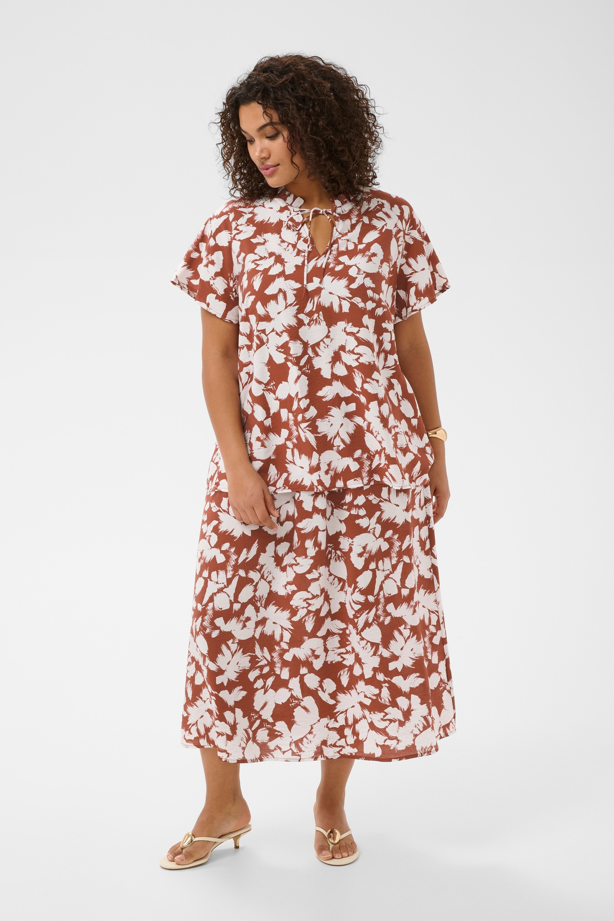 KAFFE Curve Kurzarmbluse »Damen Kurzarm-Bluse KCevia«