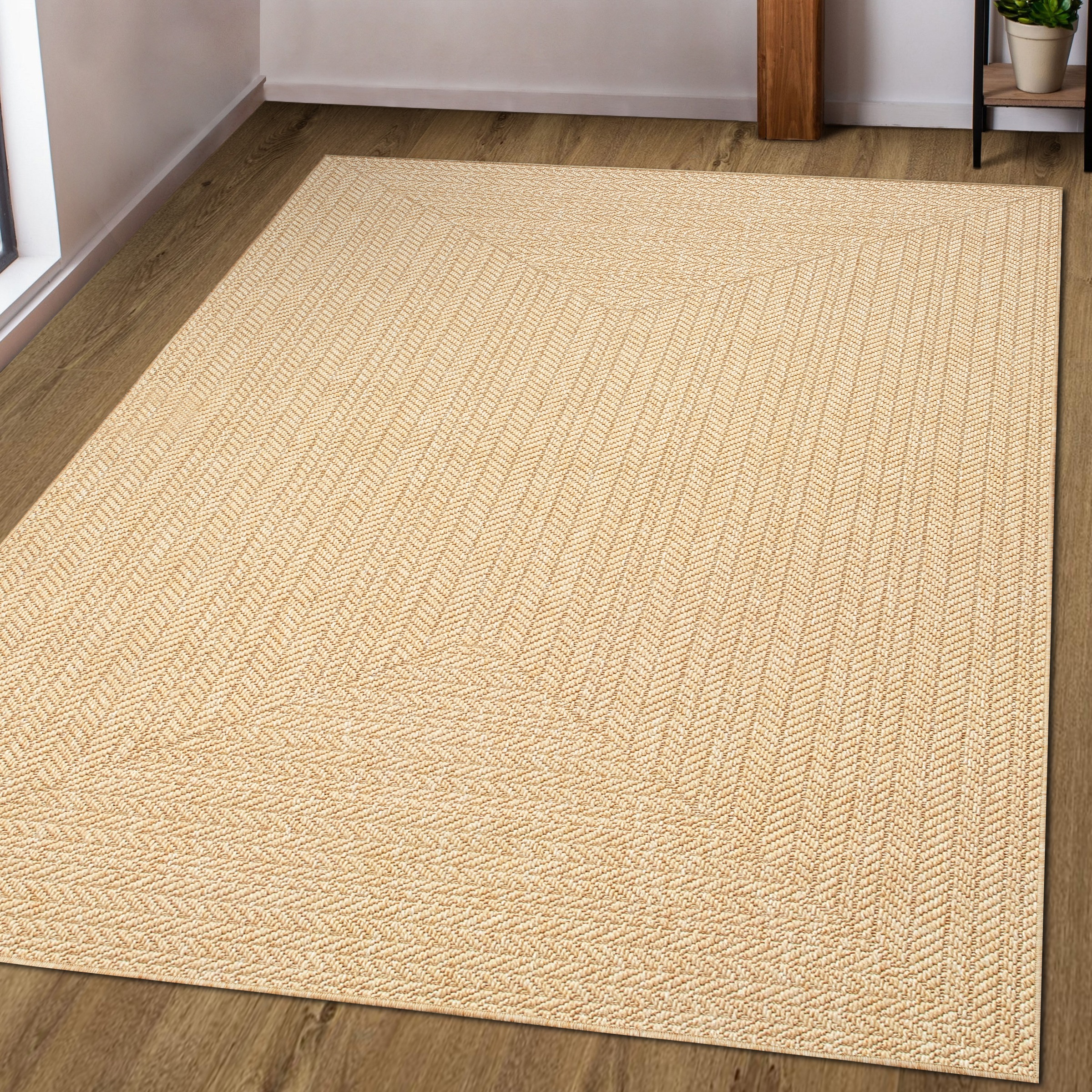 OTTO home Teppich »Aliv, Fischgräten-Design auch für Balkon und Terrasse«, rechteckig, 3 mm Höhe, In- und Outdoor geeignet, Wetterfest & UV-beständig
