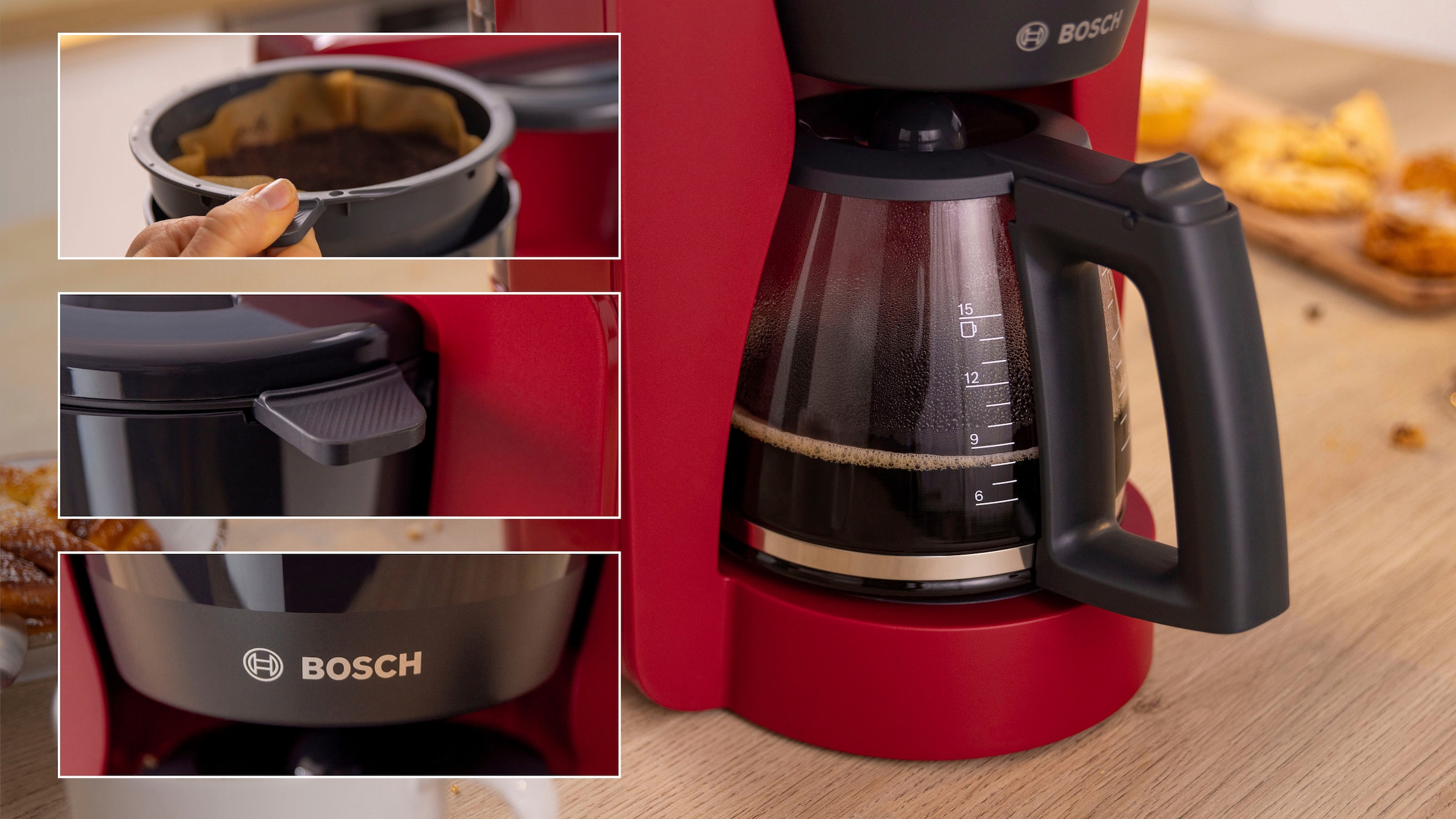 BOSCH Filterkaffeemaschine »MyMoment TKA2M114«, 1,25 l Kaffeekanne, Papierfilter, 1x4, für 10-15 Tassen, Glaskanne, 40min Warmhaltefunktion, 1200 W
