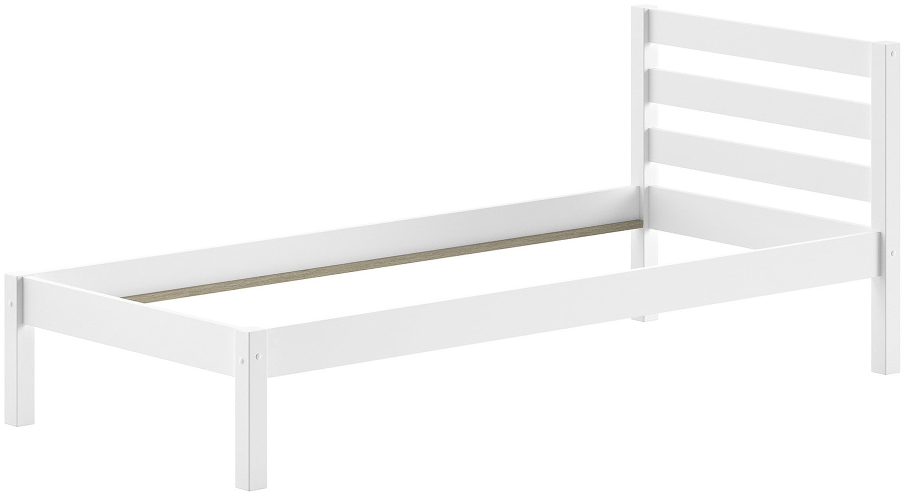 Vipack Massivholzbett »Pino, universell einsetzbar, gradliniges Design, Made in Europe« B: 211 x H: 84,4 x T: 97,5 cm, Liegefläche 90/200 cm, stabil gebaut,  inkl. Rolllattenrost, Kiefer massiv, in Natur oder Weiß lackiert