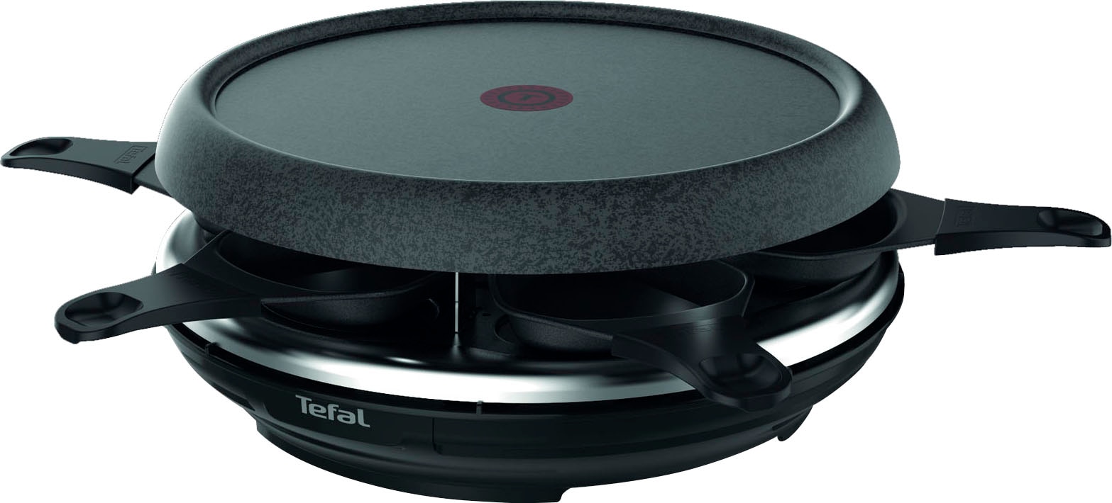 Tefal Raclette und Fondue-Set »Cheese 'n Co, 6 Raclettepfännchen, 850 W, für 6 Personen,« 6 Stk. Raclettepfännchen 850 W spülmaschinengeeignet, mit Rezeptbuch, Stein-Optik, RE12C8