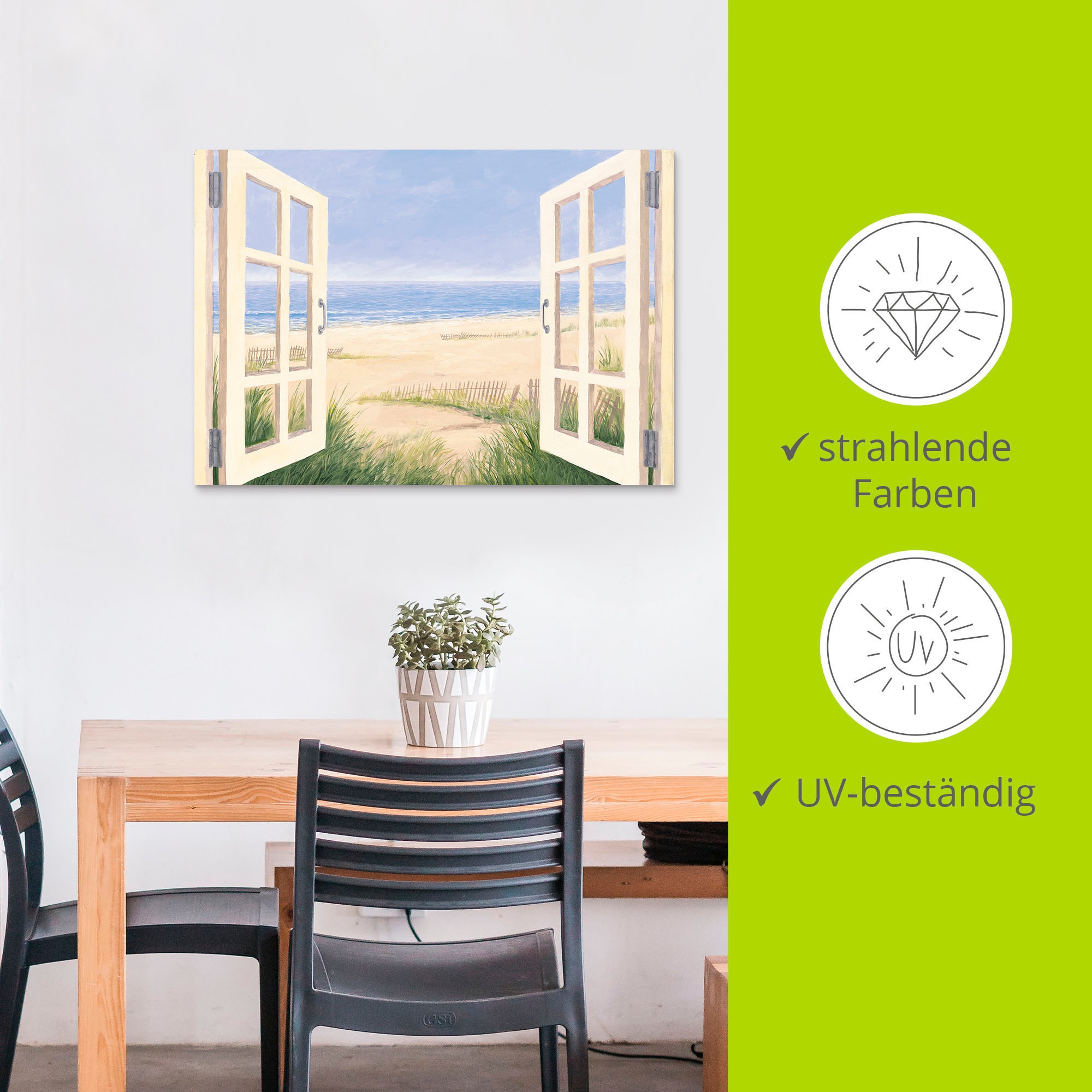 Artland Wandbild »Fensterblick Frühlingsmorgen«, Fensterblick, (1 St.), als Alubild, Outdoorbild, Leinwandbild, Wandaufkleber, versch. Größen