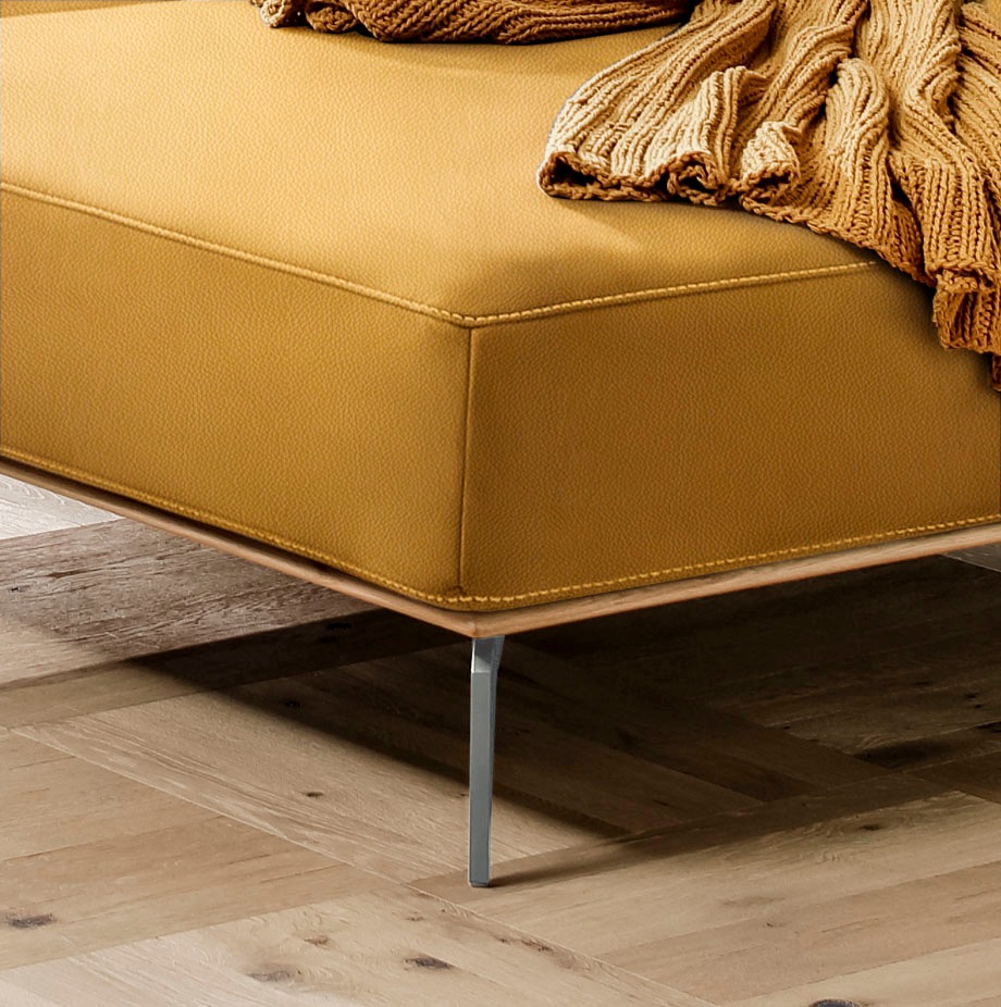 W.SCHILLIG Ecksofa »run, Designsofa mit tollem Sitzkomfort, bequem, L-Form«, mit elegantem Holzsockel, Füße in Silber matt, Breite 299 cm