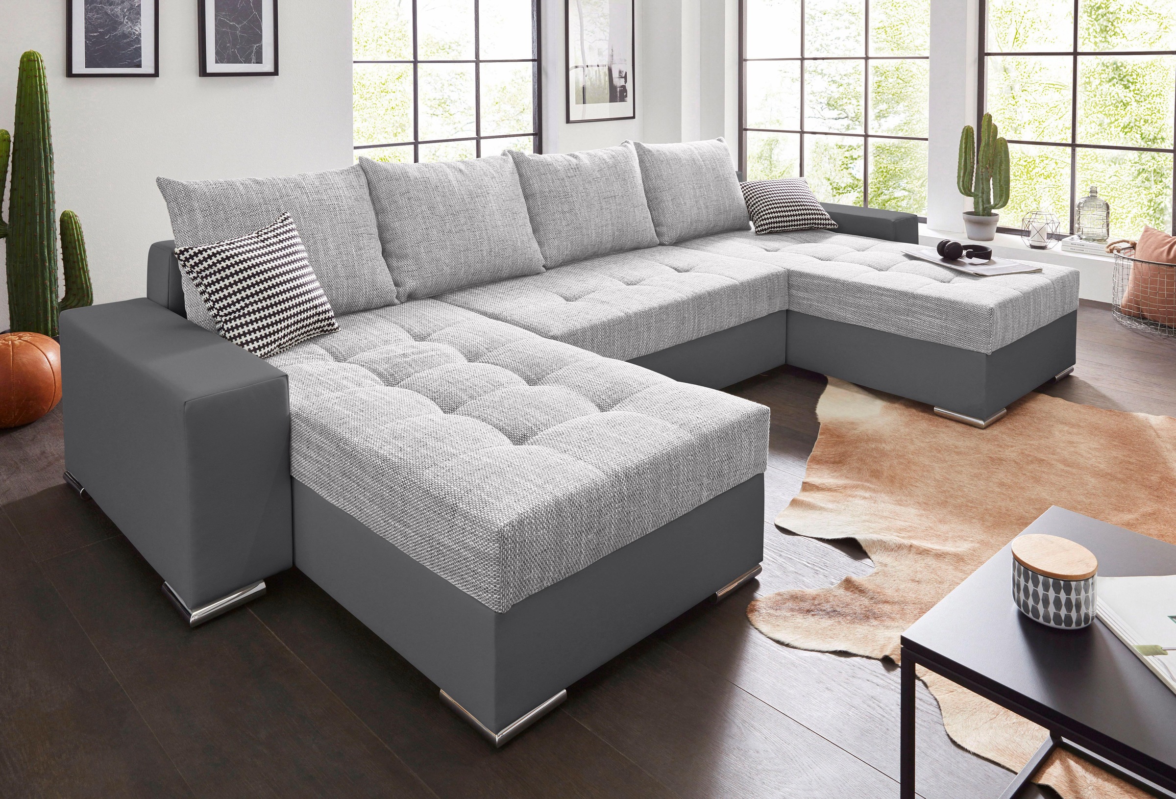 COLLECTION AB Wohnlandschaft »Josy XL U-Form, B: 313 cm in Kunstleder-Mix, günstig online kaufen