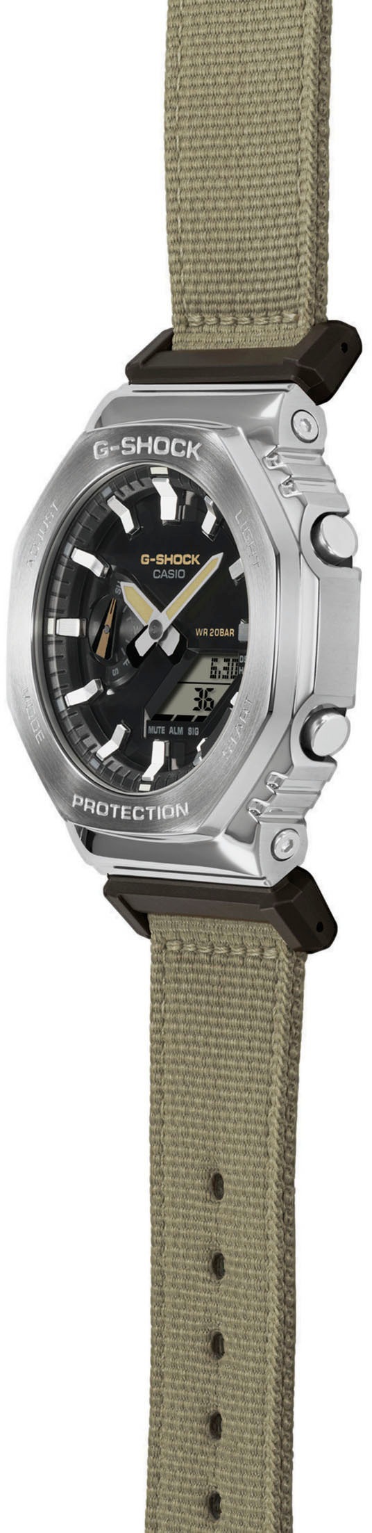 CASIO G-SHOCK Chronograph, Quarzuhr,Armbanduhr,Herrenuhr,digital, bis 20bar wasserd.Textilarmband