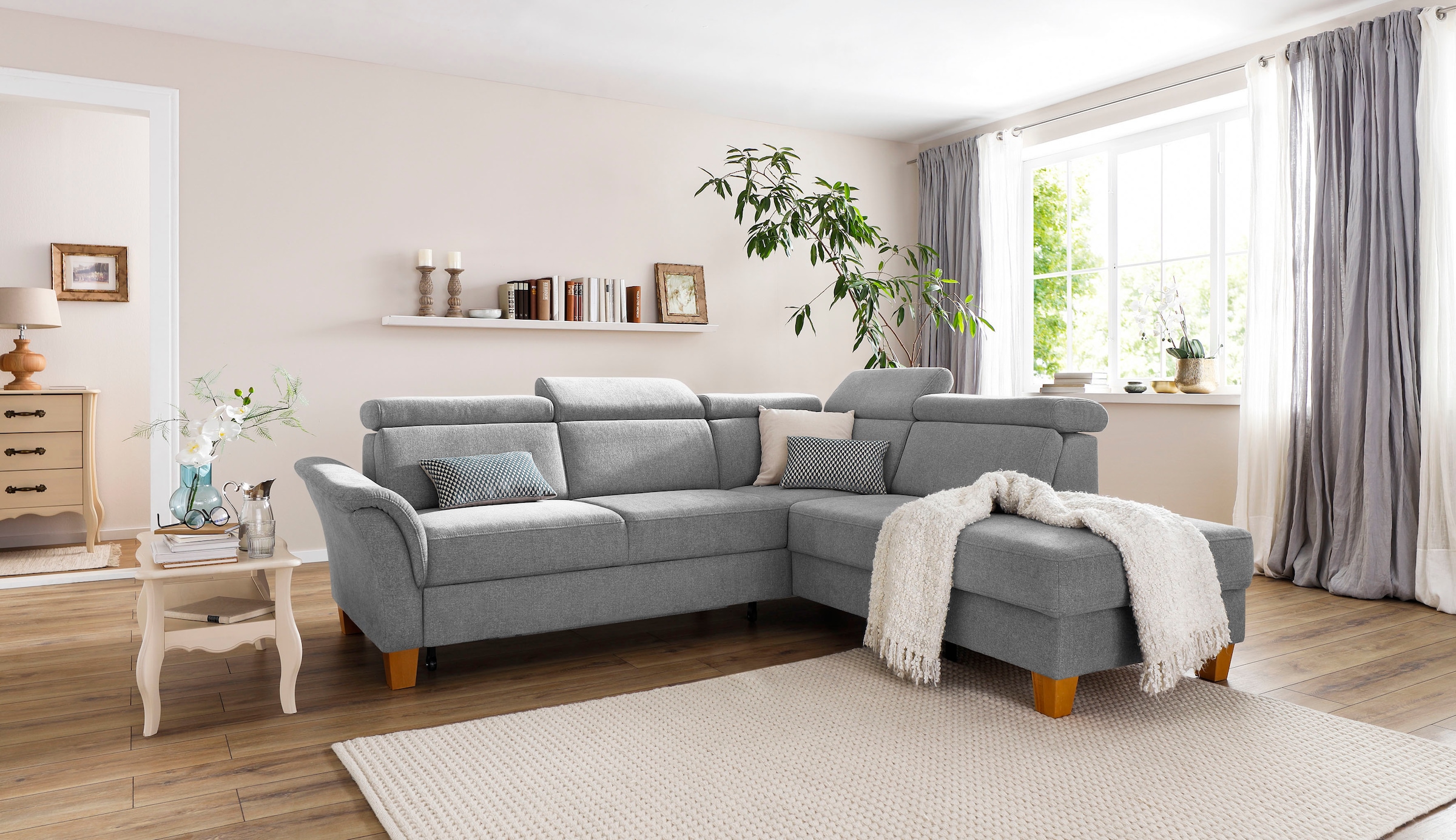 Home affaire Ecksofa »Conville L-Form«, Federkern, wahlweise mit Bettfunktion und Bettkasten bzw. Stauraum