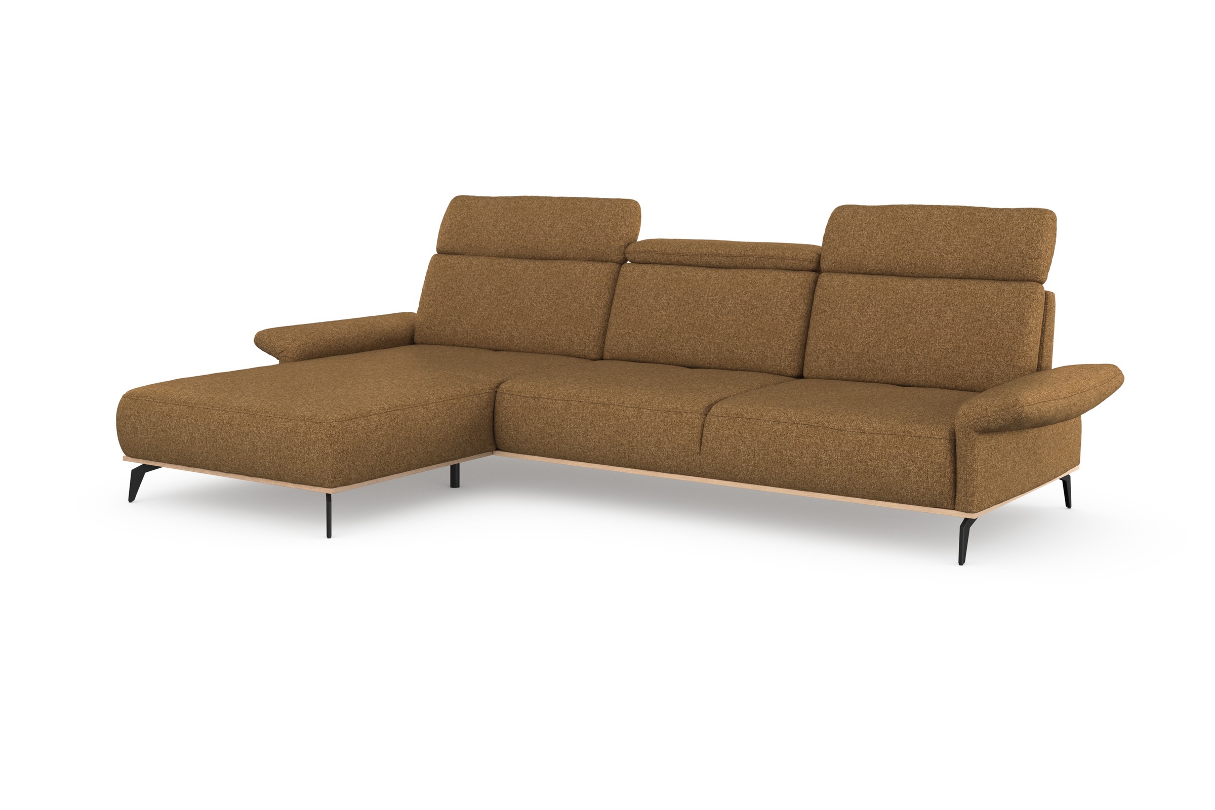 Places of Style Ecksofa »Fjord L-Form«, massiv, wahlweise mit Armlehnfunktion, Kopf- Sitztiefenverstellung