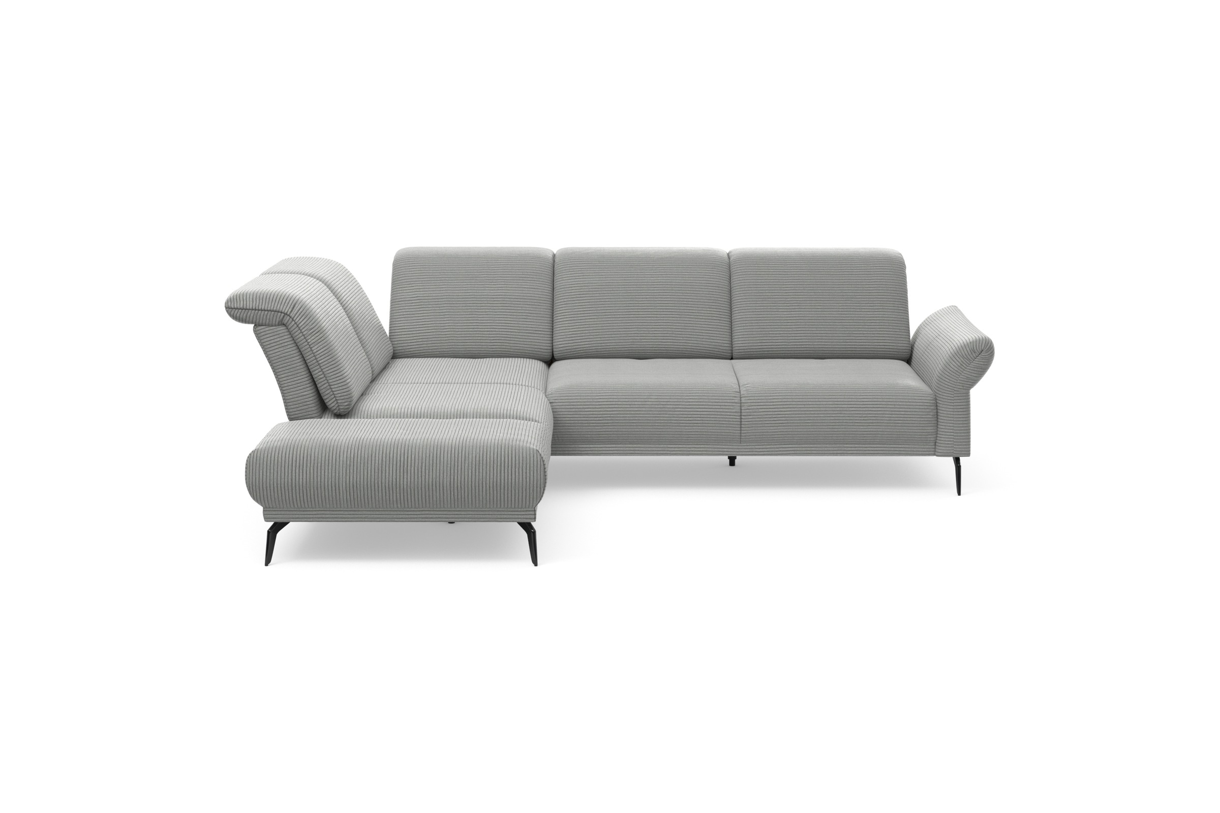 INOSIGN Ecksofa »Coco L-Form«, Sitztiefen-, Arm- und Kopfteilverstellung, Cord-Bezug, Fußhöhe 15 cm