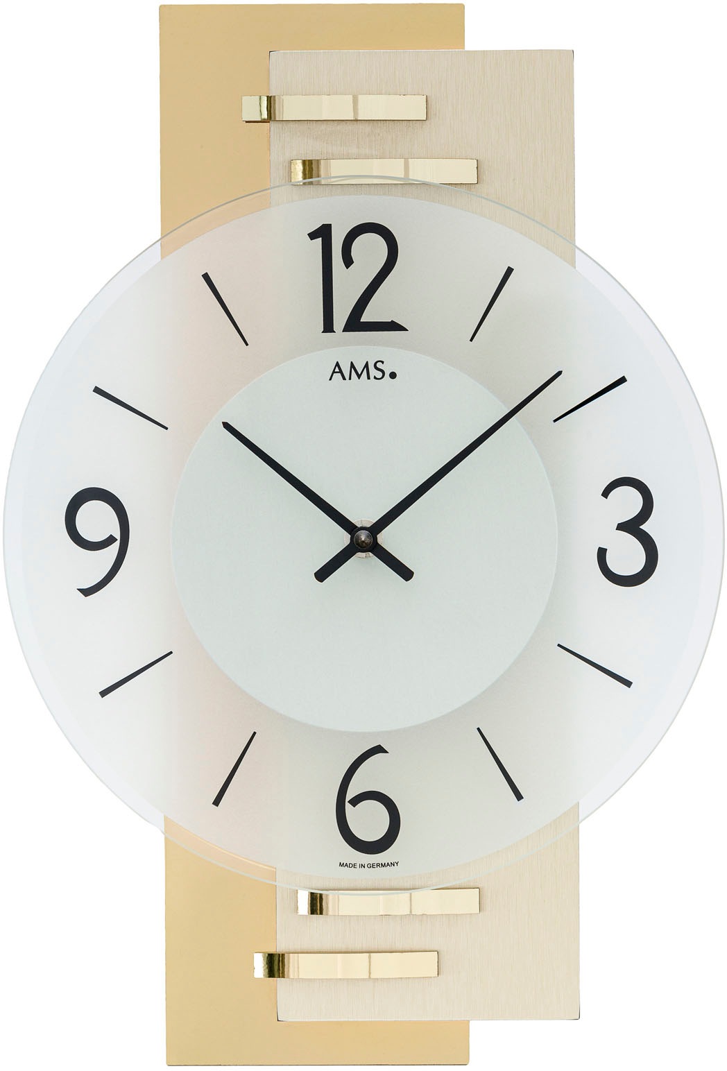 AMS Wanduhr, Exklusiv-Modell, Quarzuhr, Made in Germany, Holz, Wohnzimmer,Esszimmer
