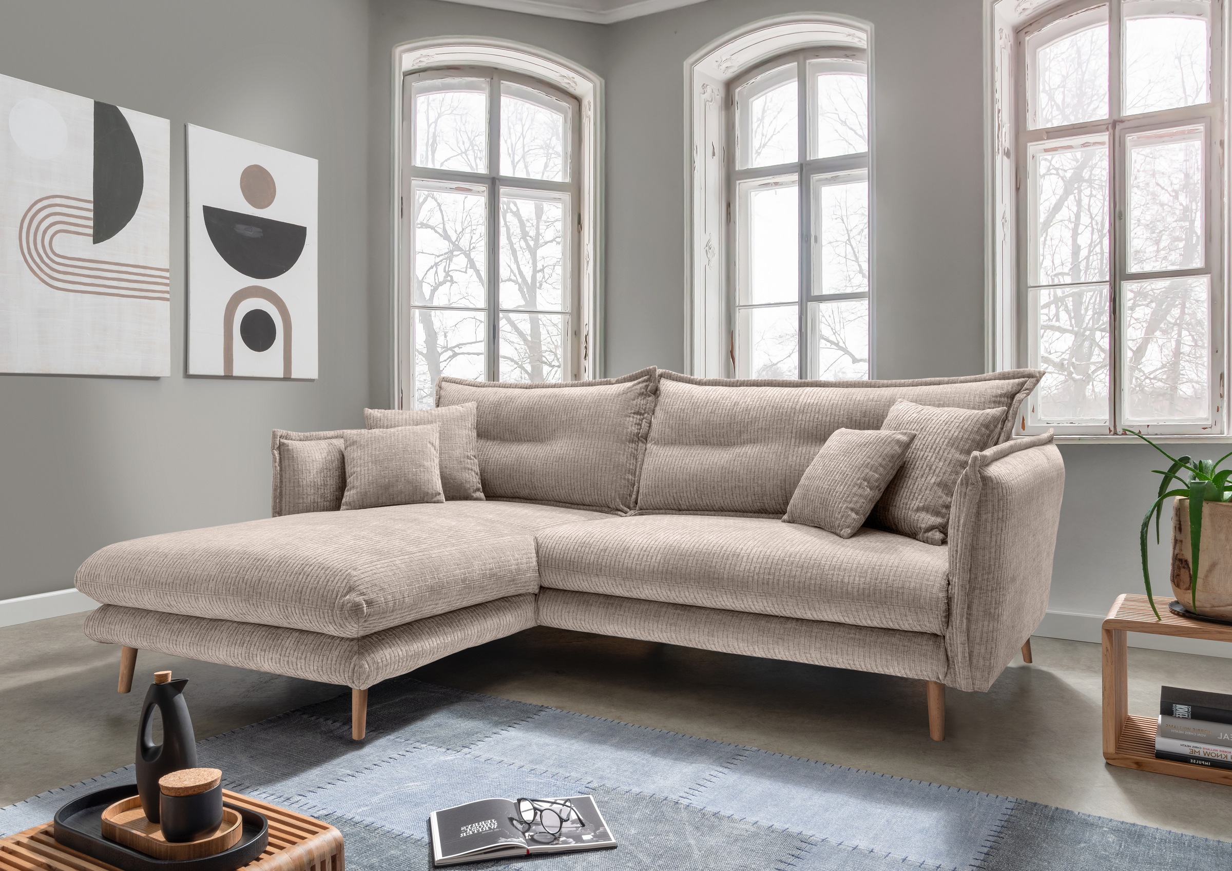 INOSIGN Ecksofa »Lazio modern und bequem, schmale Armlehnen, tolle Detailve günstig online kaufen