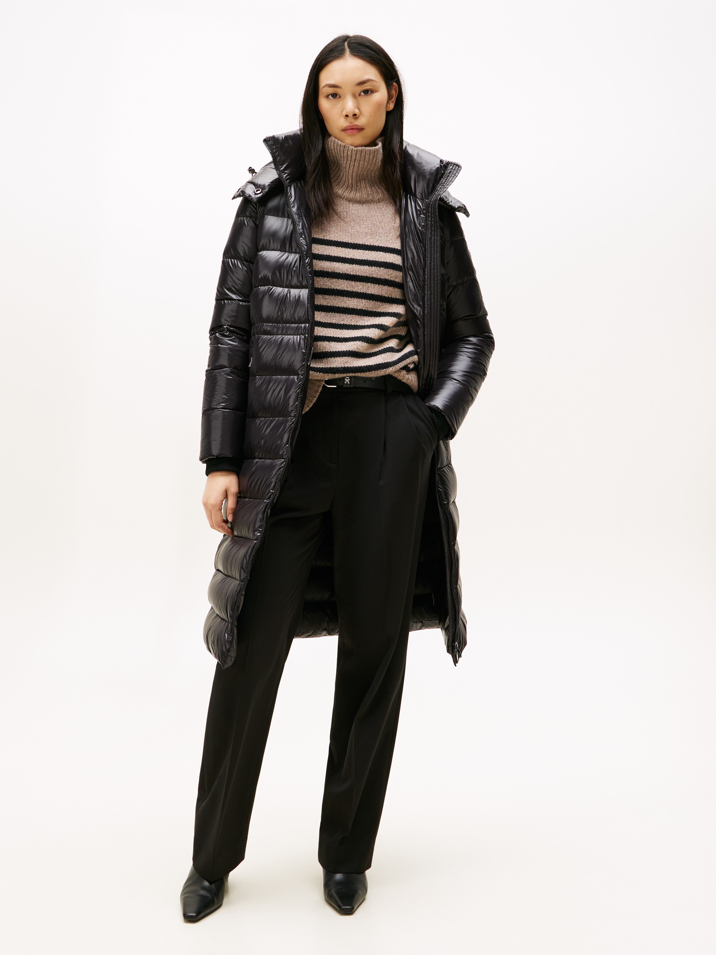 Tommy Hilfiger Steppmantel »GLOSS HW DOWN WAIST REG MAXI« in leicht glänzender Optik