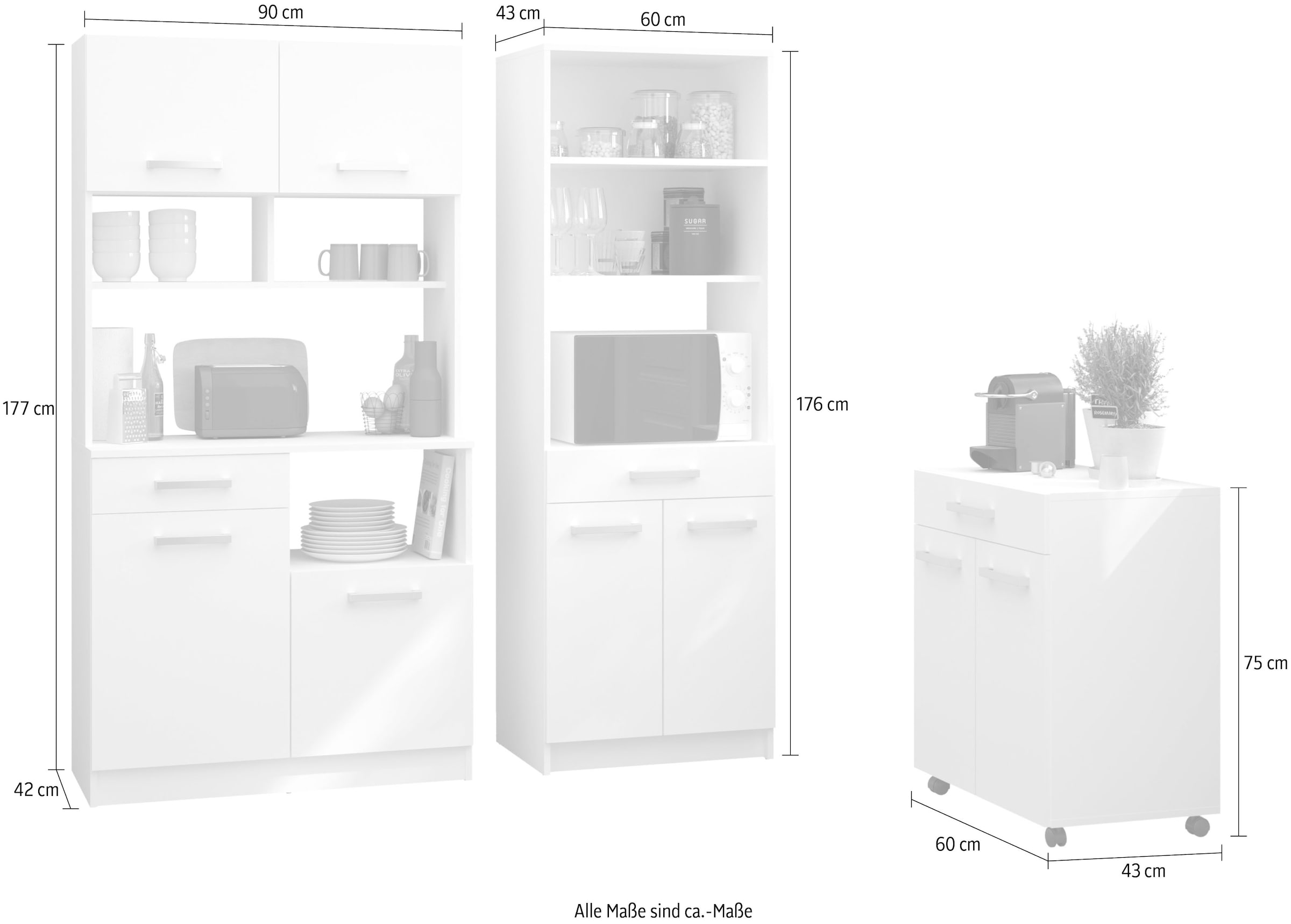 Parisot Schrank-Set »Buffet Set Uno 4, Individuell stellbar« 3 Stk. tlg.