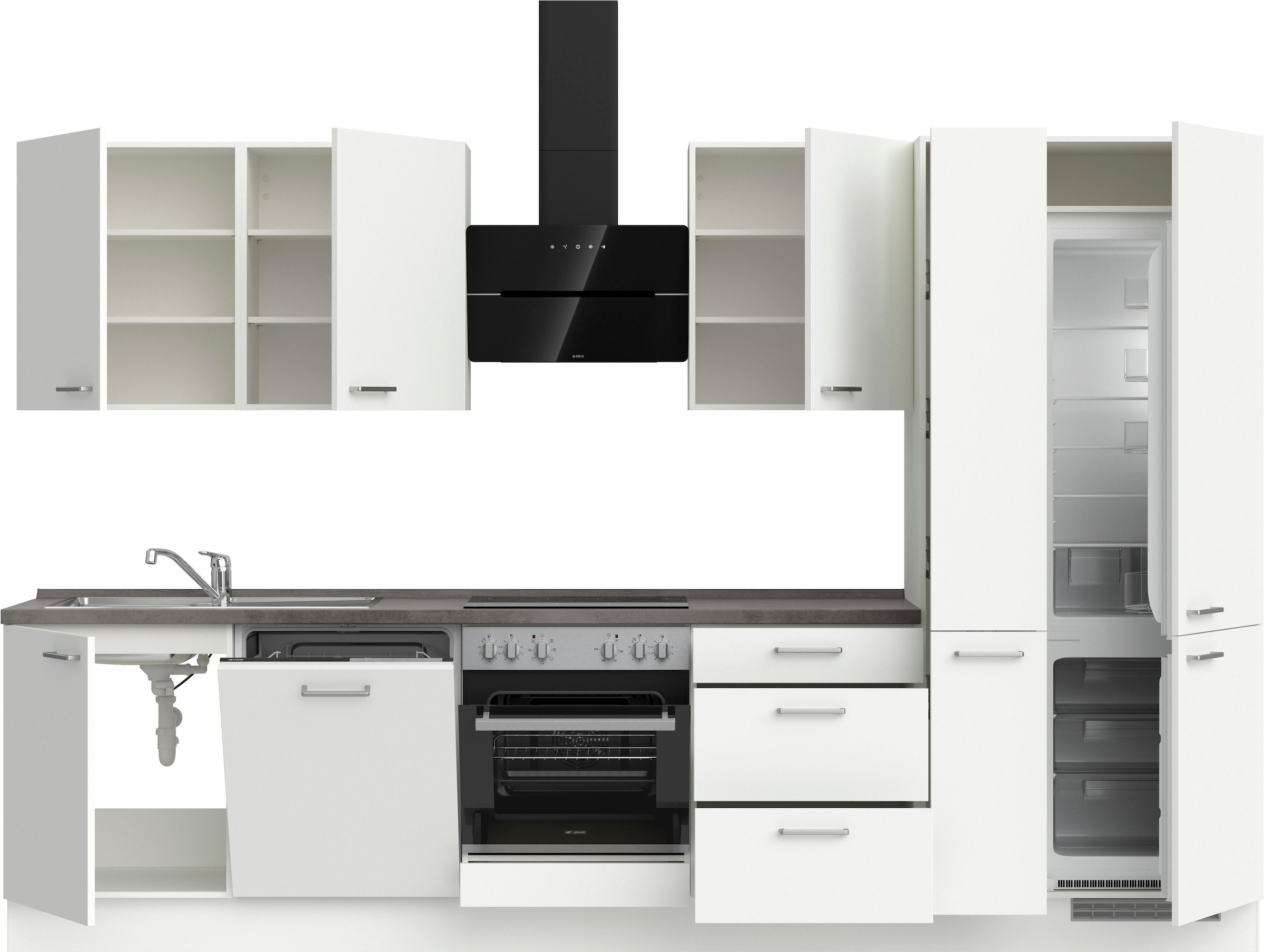 nobilia® Küchenzeile »"Touch II"«, vormontiert, Ausrichtung wählbar, Breite 330 cm, wahlw. mit E-Geräten