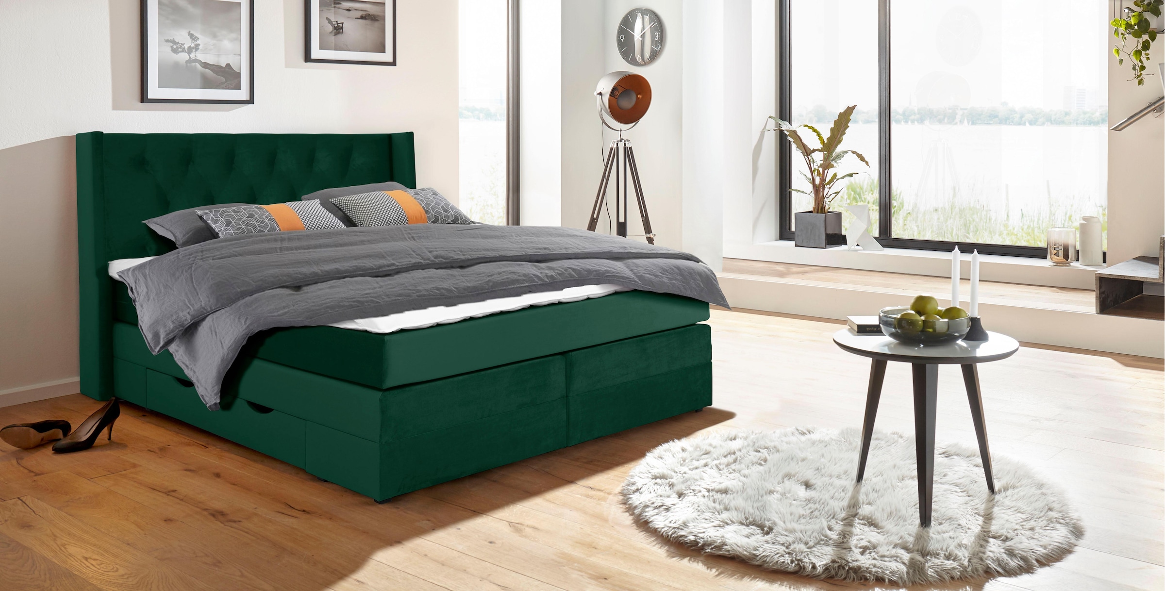 Home affaire Boxspringbett »Elegance« mit schöner Knopfheftung, in den Härt günstig online kaufen