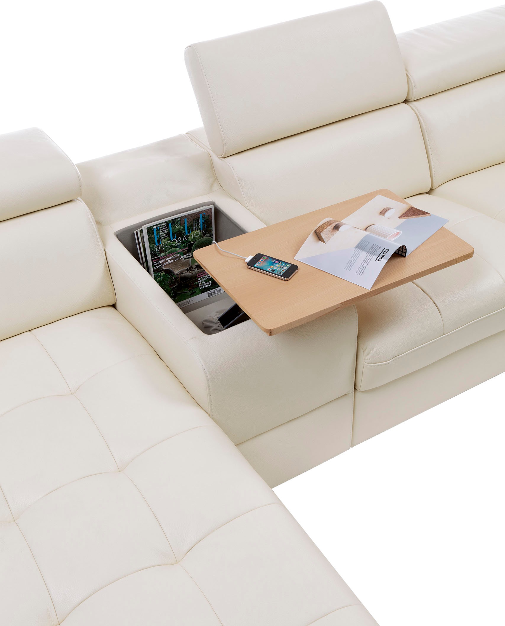 exxpo - sofa fashion Wohnlandschaft »Massimo, Familien Sofa mit viel Platz, Lederbezug, bequem, komfortabel«, U-Form, inkl. Bettfunktion, Bettkasten, elektr. Relaxfunktion