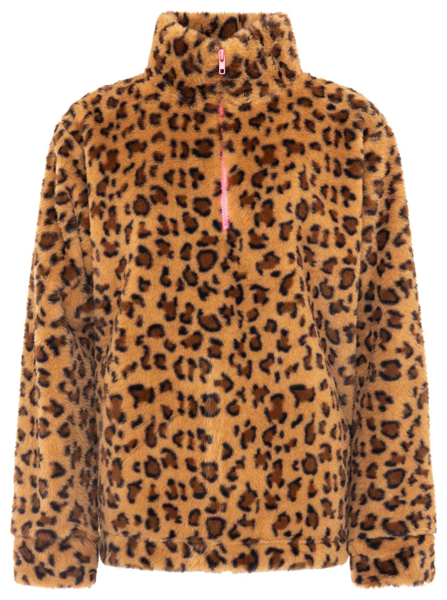 Zwillingsherz Troyer »Fake Fur Troyer Cozy Leo« mit Stehkragen, Reißverschluß, flauschiges Material, Leo-Allover