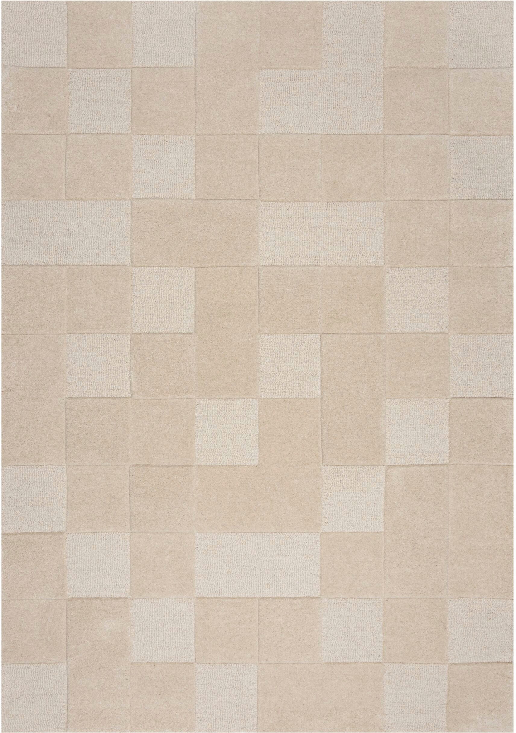 FLAIR RUGS Wollteppich »Checkboard, mit modernem Schachbrettmuster« rechteckig 10 mm Höhe Wollteppich mit Schachbrettmuster und Hoch-Tief-Effekt