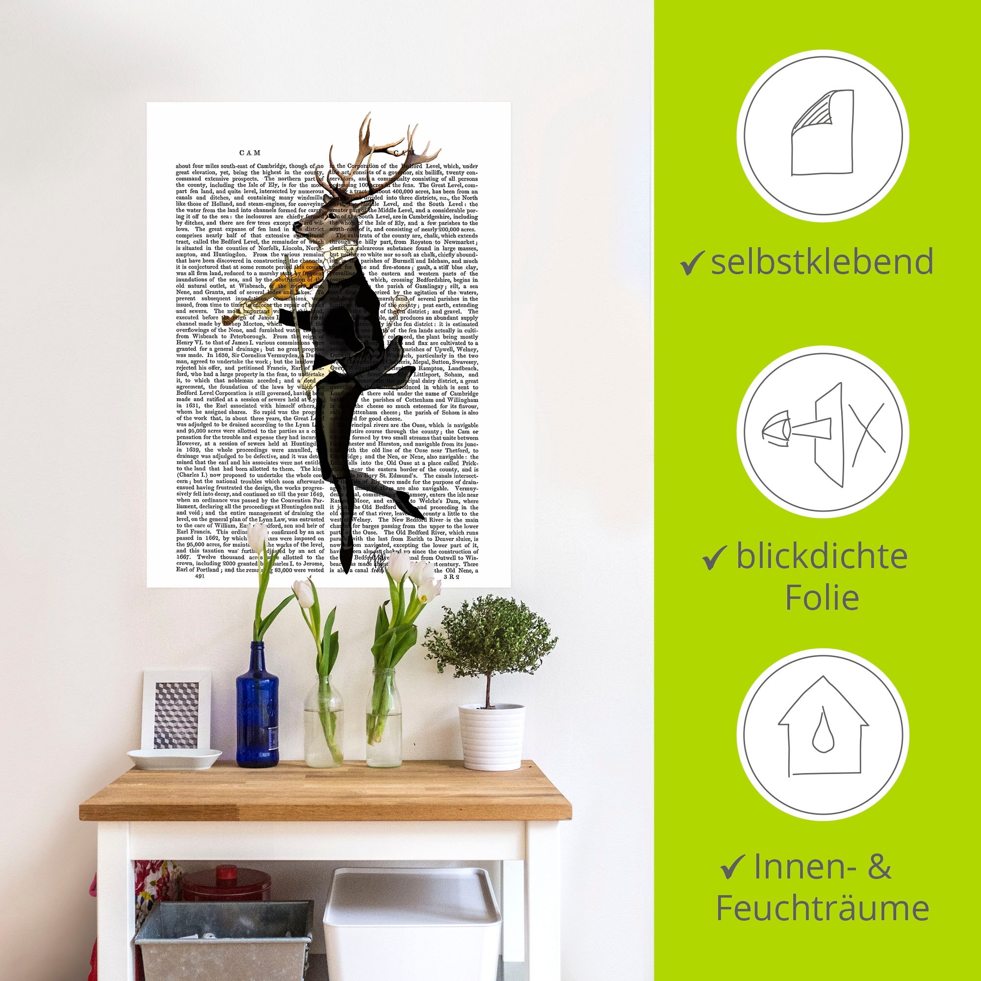 Artland Wandbild »Tanzender Hirsch mit Violine«, Humor, (1 St.), als Leinwandbild, Poster, Wandaufkleber in verschied. Größen
