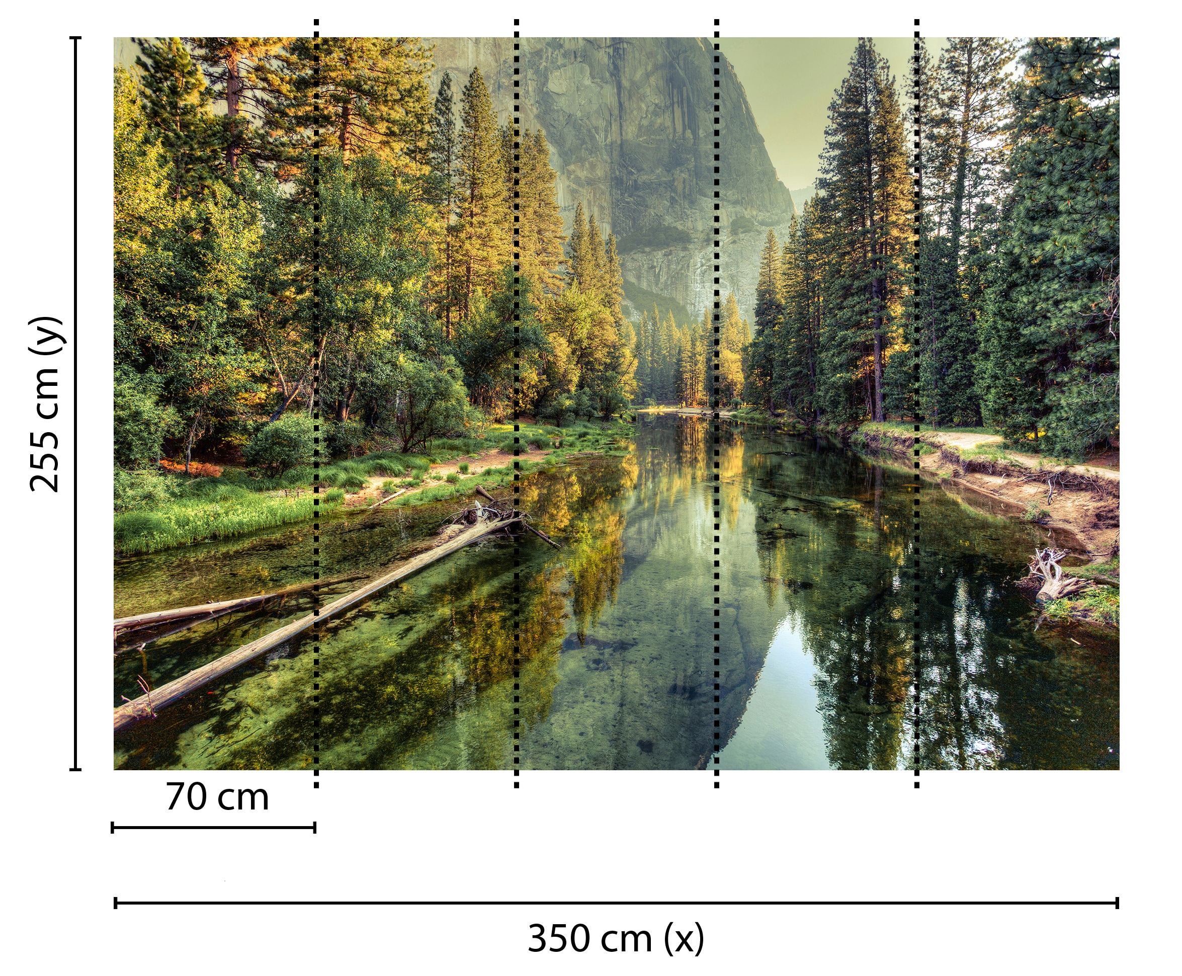 living walls Fototapete »Designwalls Mountain River«, Vlies, Wand, Schräge, Decke