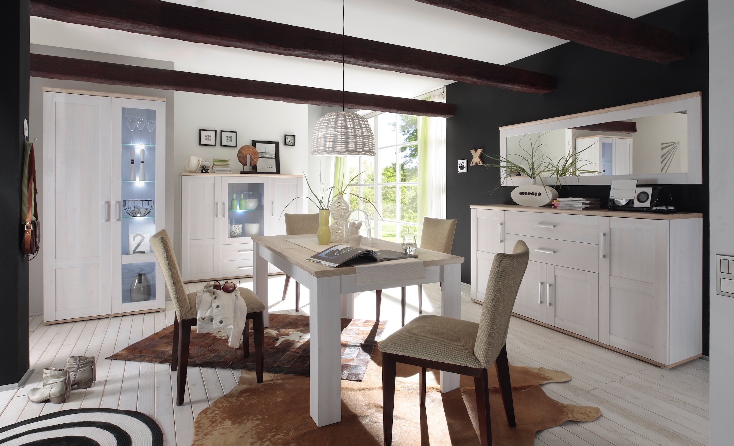 HBZ Sideboard »Romance im Landhaustil, Wohnzimmerschrank BxHxT 186x100x46 cm«, (1 St.), Landhaustil, Wohnzimmerschrank in Sibiu Lärche NB