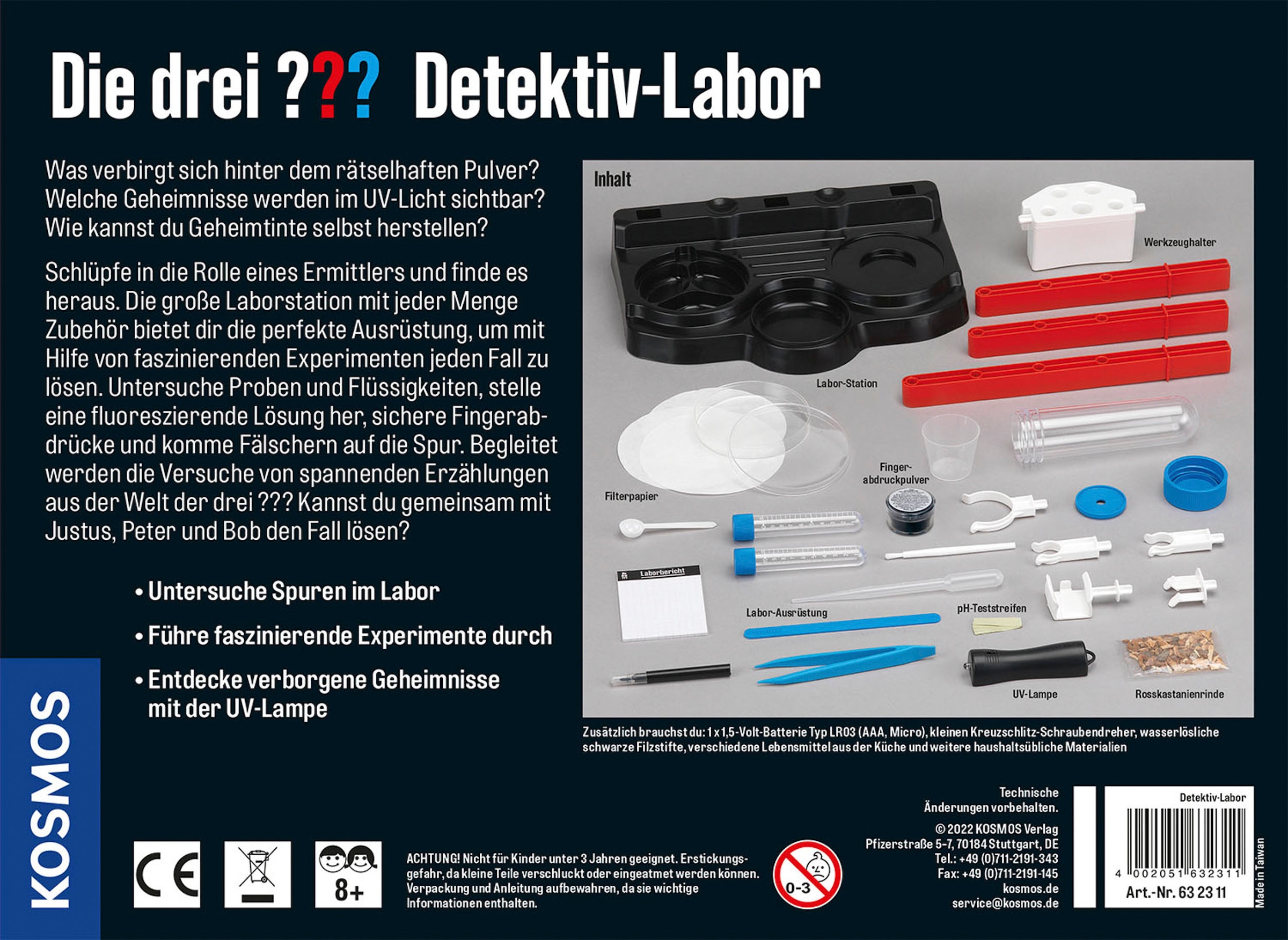 Kosmos Experimentierkasten »Die drei ???, Detektiv-Labor«