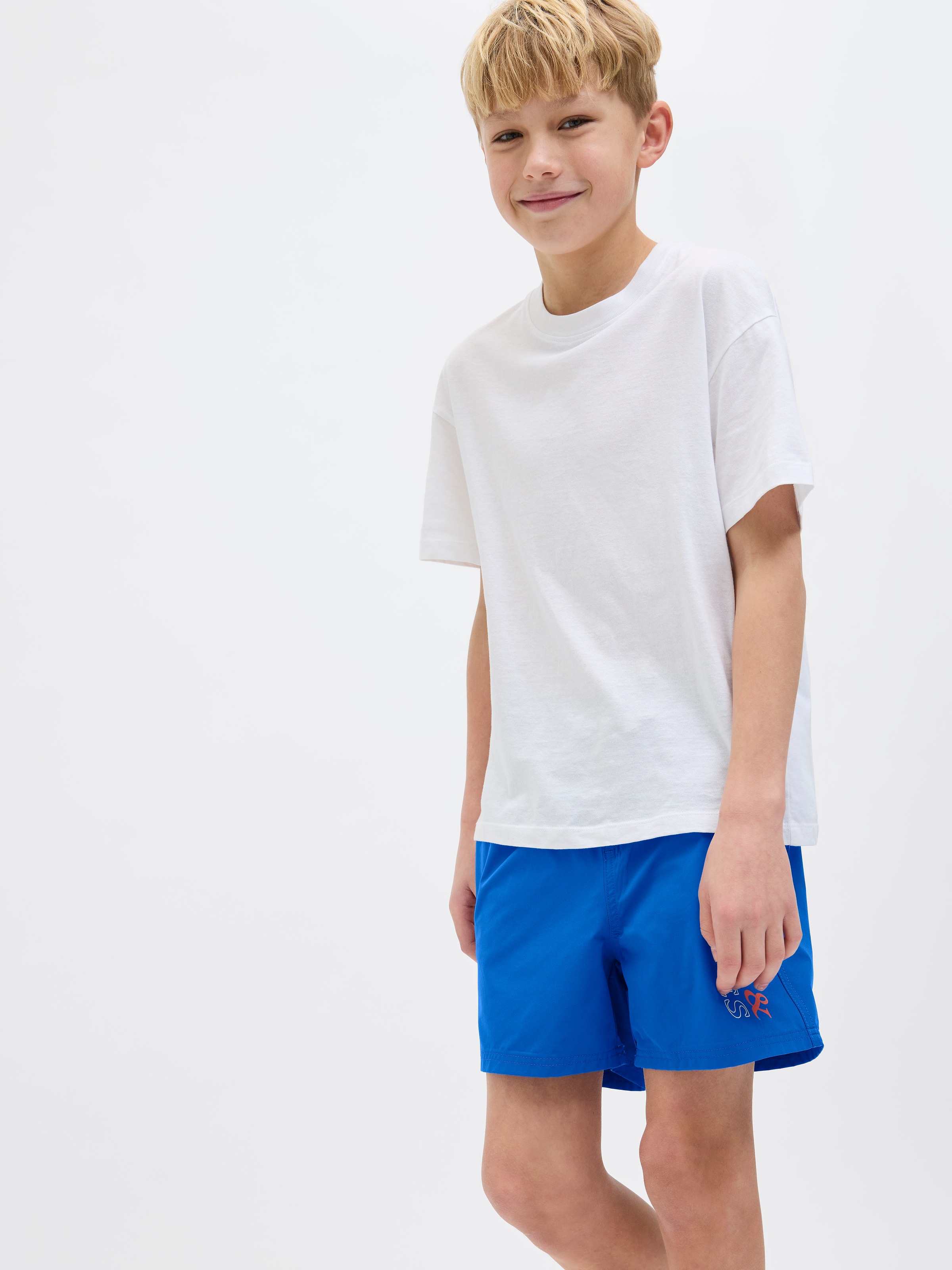 Jack & Jones Junior Badeshorts »JPSTMAUI mit Logoprint und praktischen Taschen«, bedruckt, modisch, regular fit, Web