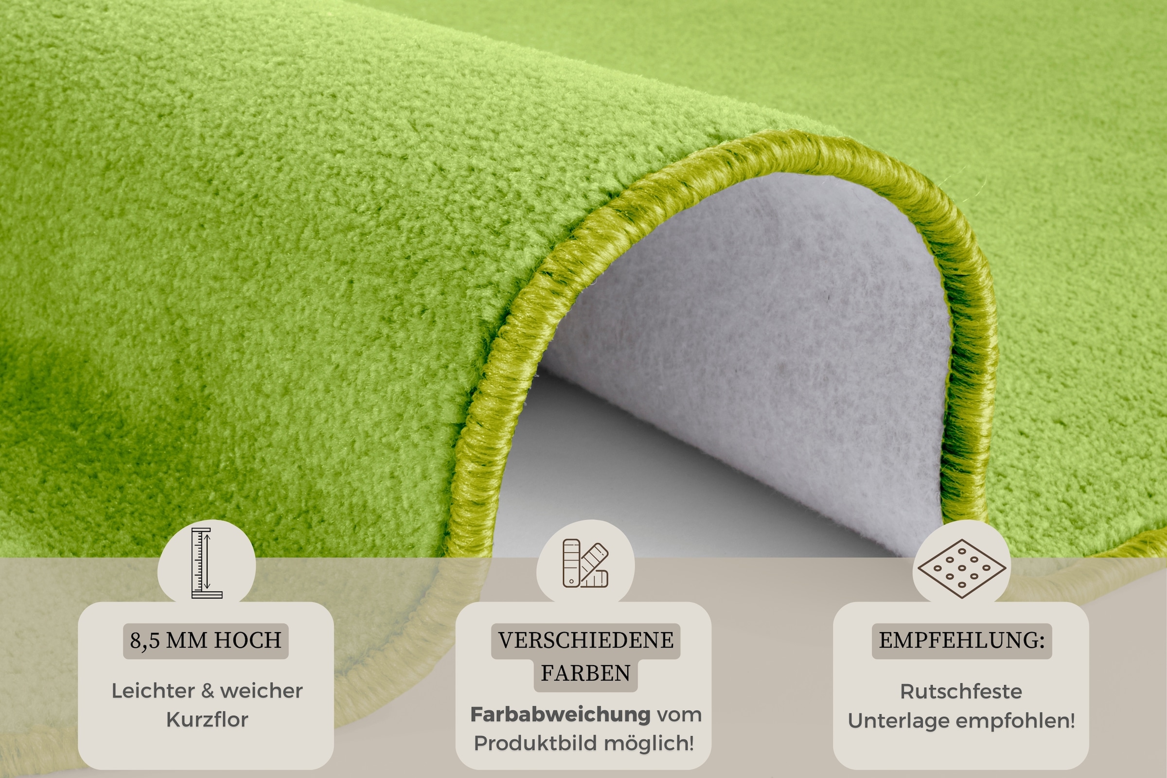 HANSE Home Teppich »Shashi«, rund, 8,5 mm Höhe, Kurzflor, Unifarben, Teppich, Weich, Esszimmer, Kinderzimmer, Flur