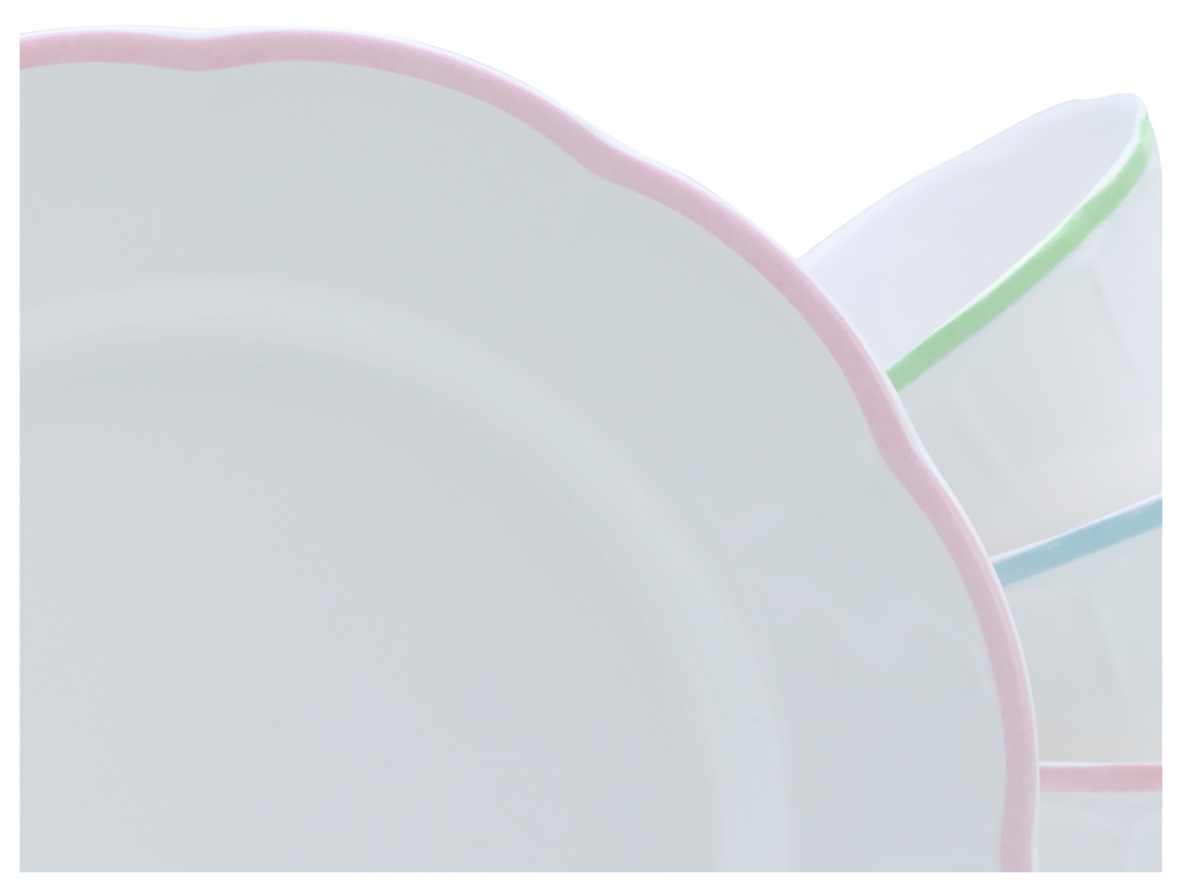 CreaTable Kaffeeservice »Florine Bunt, Service 12-tlg.« Elegant, Klassische Form, Zart gewellte Ränder