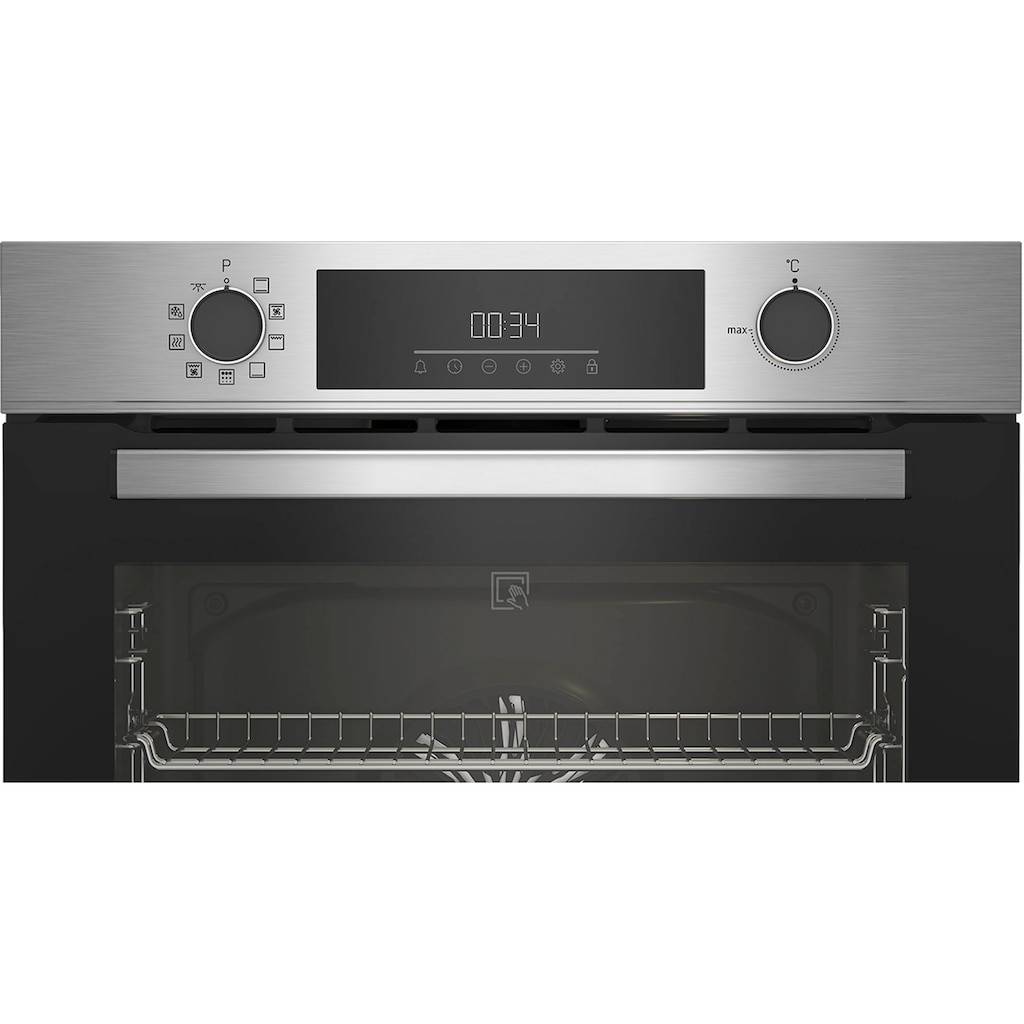 BEKO Einbaubackofen »BBIE12300XFP«, BBIE12300XFP, mit Teleskopauszug nachrüstbar, Pyrolyse-Selbstreinigung