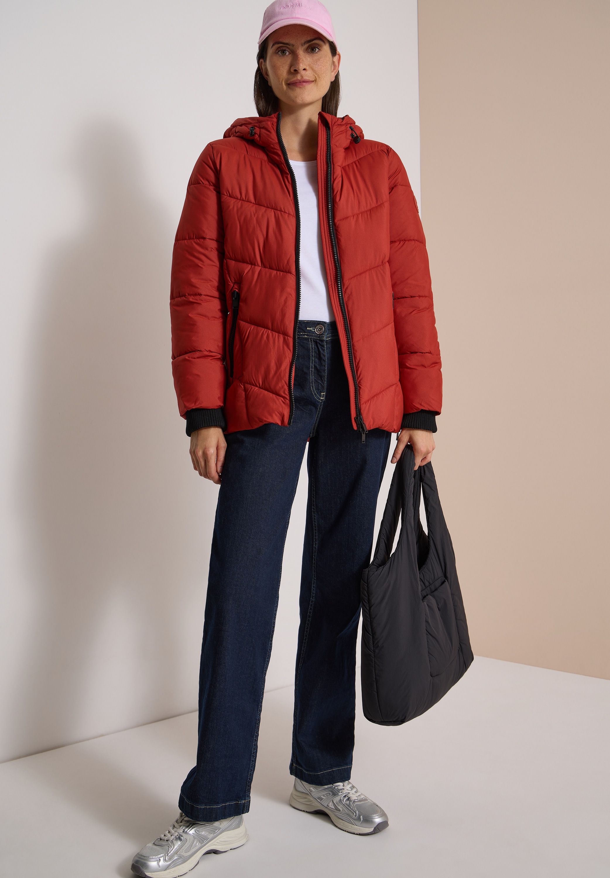 Cecil Steppjacke mit Kapuze Winterjacke in Midi-Länge mit Kapuze
