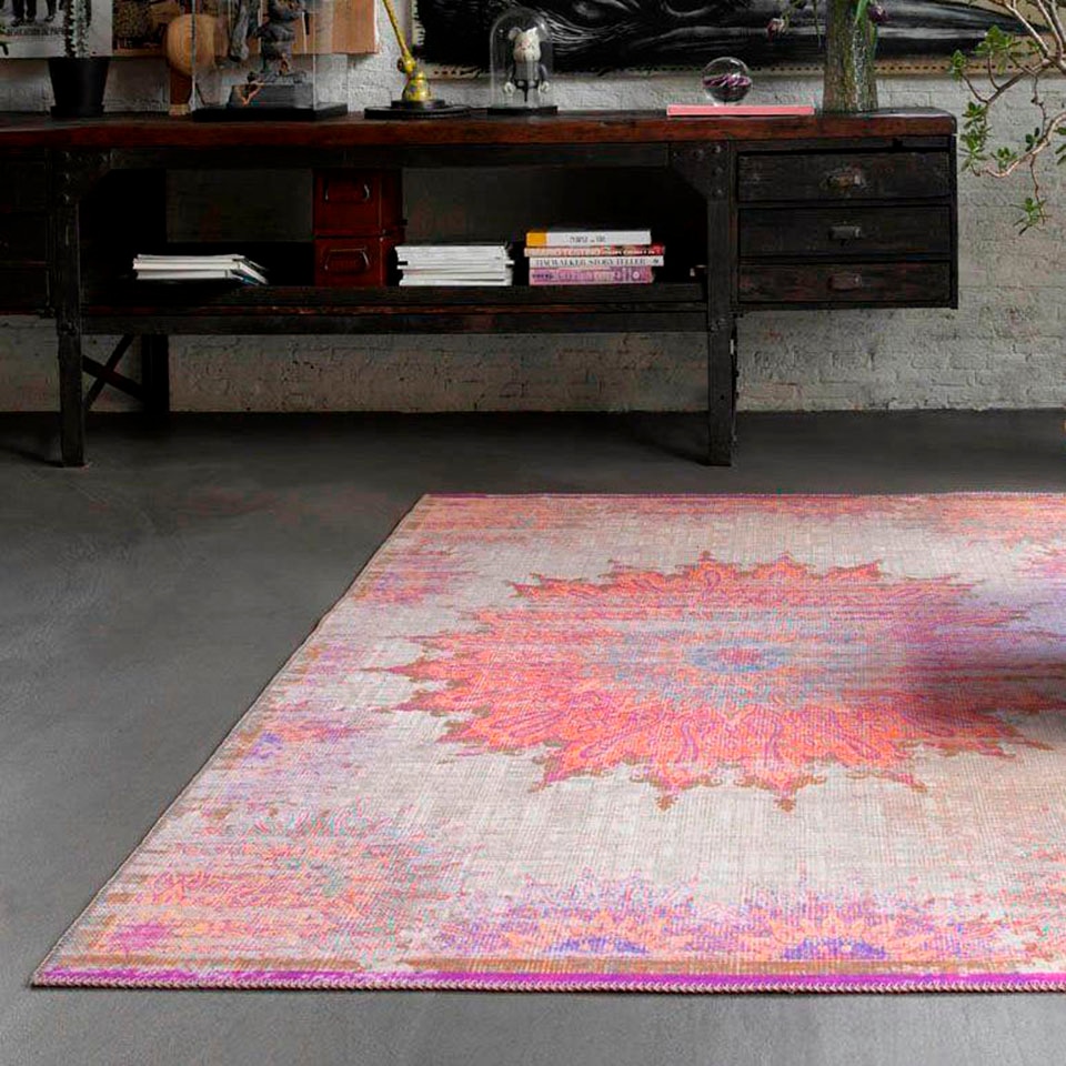 Wecon home Teppich »Sunkissed«, rechteckig, 6 mm Höhe, Vintage Look, Flachgewebe, Wohnzimmer