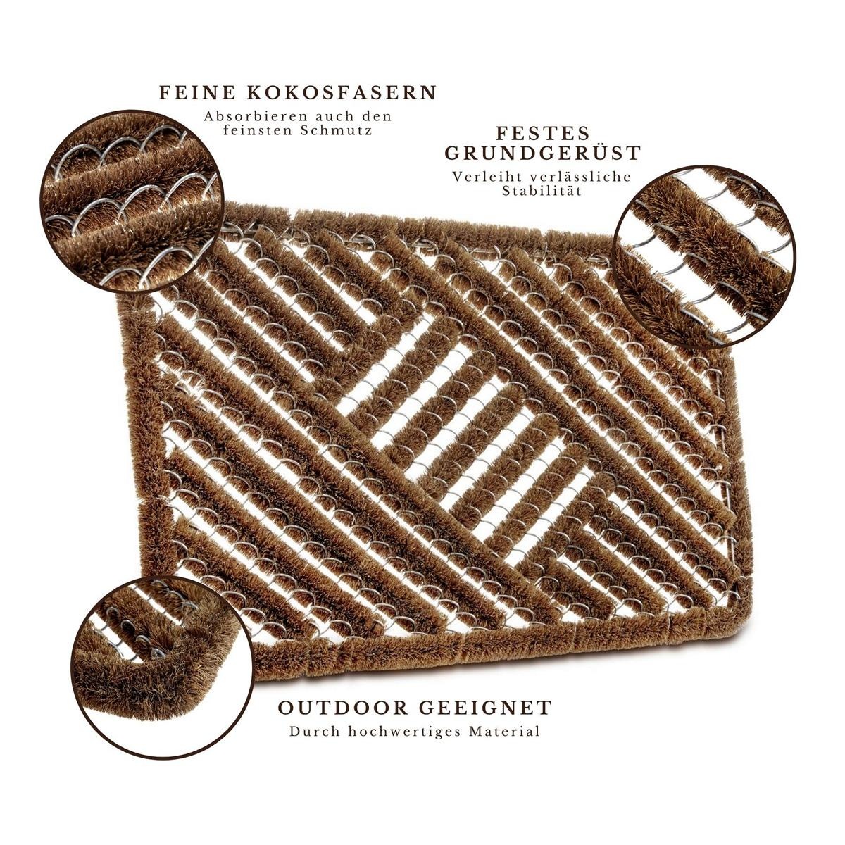HANSE Home Fußmatte »Grid Brushes Mat, Türmatte«, rechteckig, 33 mm Höhe, Gitter, Robust, Bürsten, Innen, Außen, Schmutzabtreter, Wetterfest