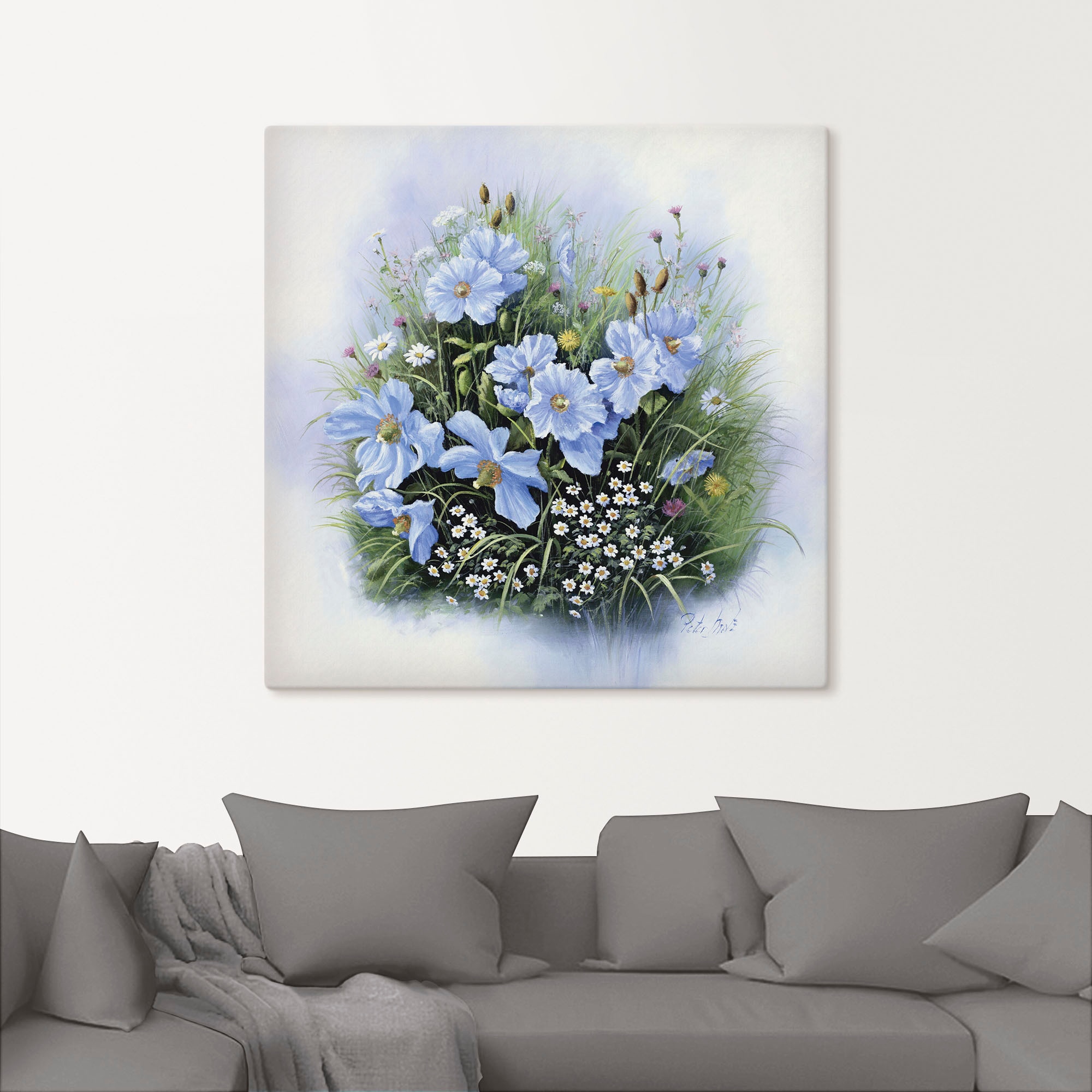 Artland Leinwandbild »Blaue Blumen«, Blumen, (1 St.), auf Keilrahmen gespannt