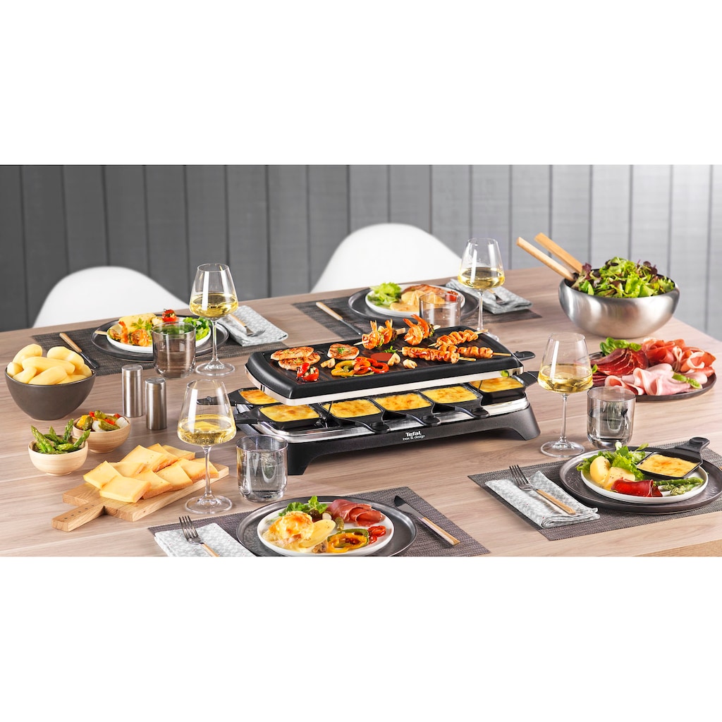 Tefal Raclette »RE4588 Ambiance«, 10 St. Raclettepfännchen, 1350 W, für bis zu 10 Personen, Tischgrill-Funktion, abnehmbares Kabel