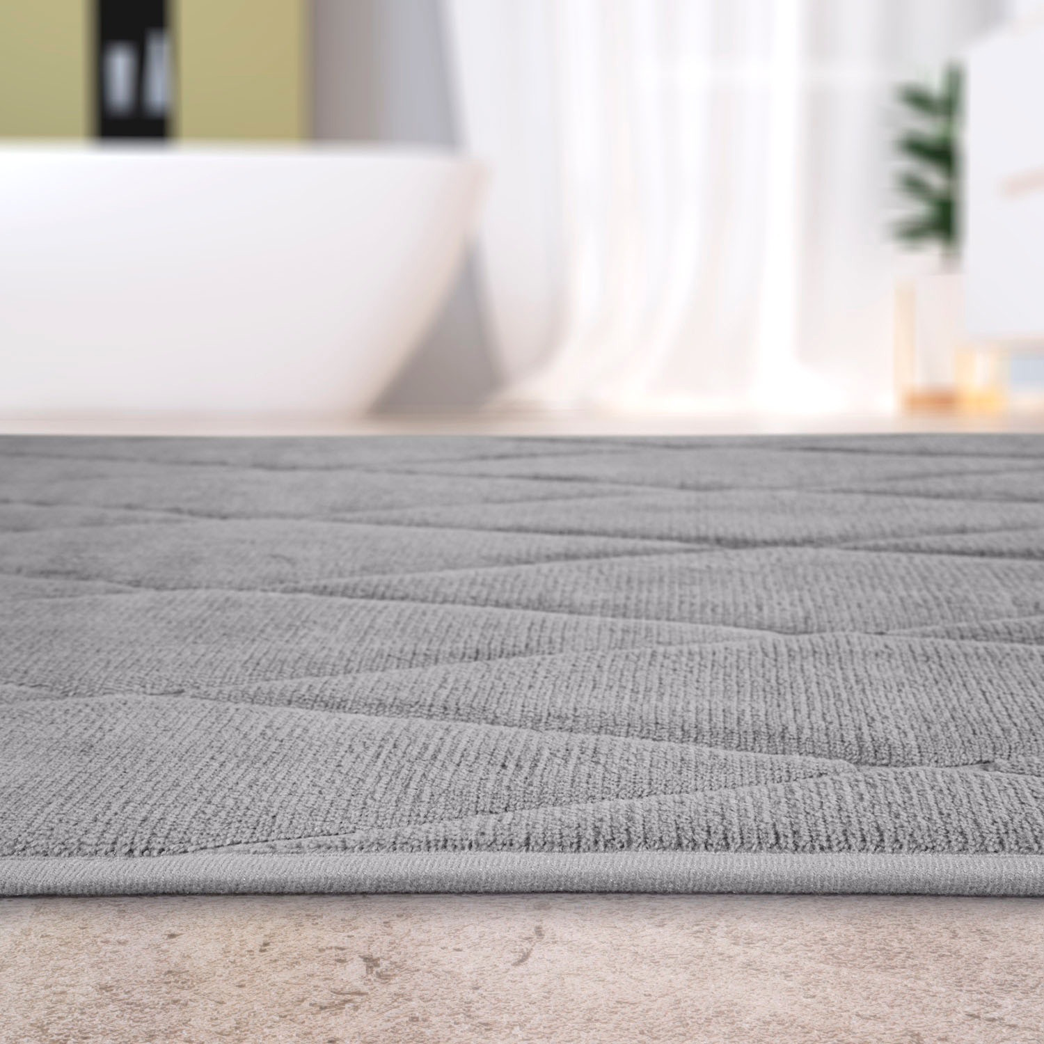 Paco Home Badematte »Corby 254, Memory-Schaum Effekt«, rutschhemmend beschichtet, fußbodenheizungsgeeignet, Badteppich, Uni Farben, Rauten Muster, Hoch-Tief Effekt