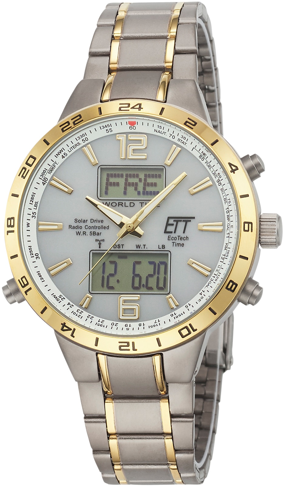 ETT Funk-Multifunktionsuhr »Basic Titan, EGT-11415-40M«, Armbanduhr, Herrenuhr, Datum, Solar